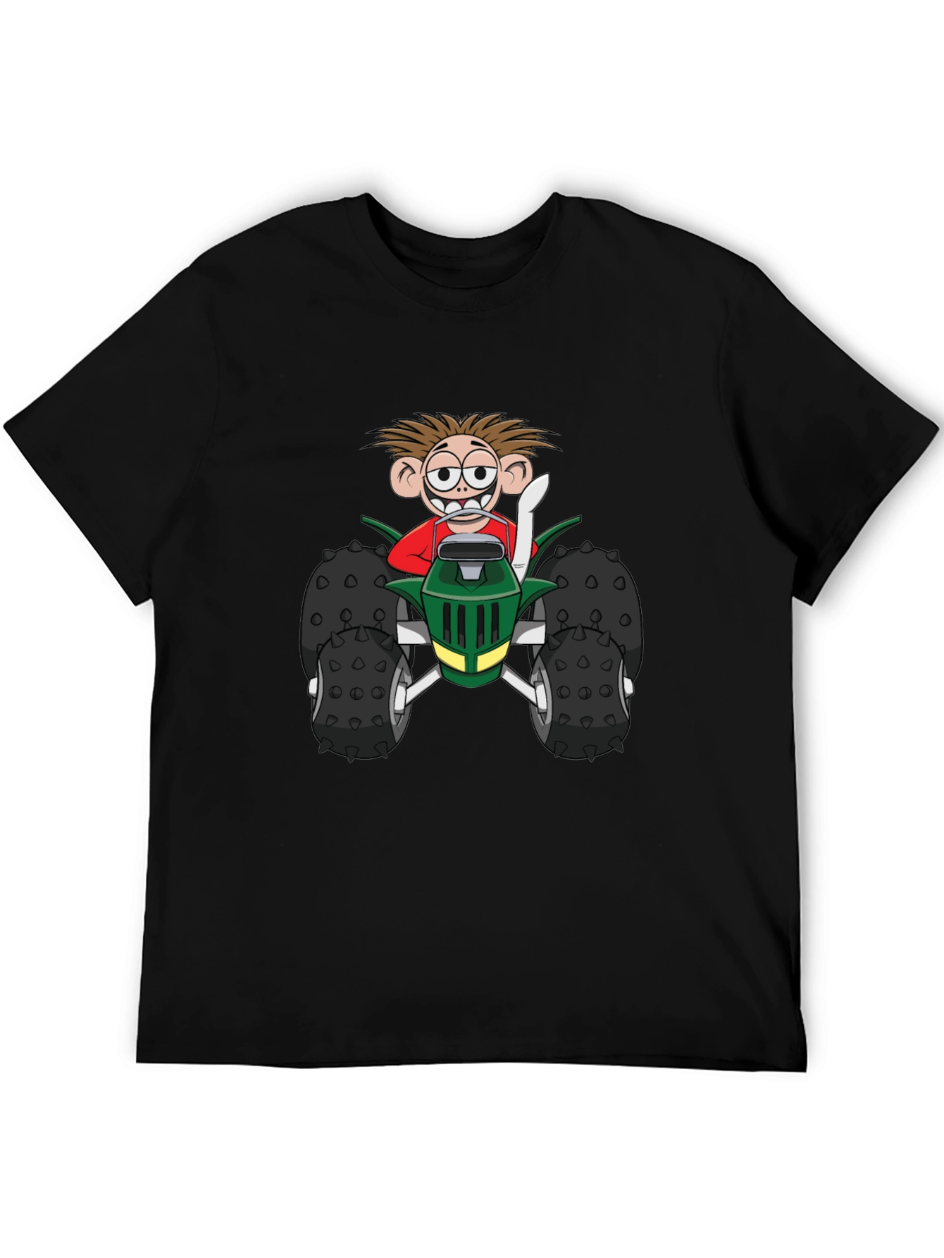 Cartoon Monster Truck Graphic Tee - Black