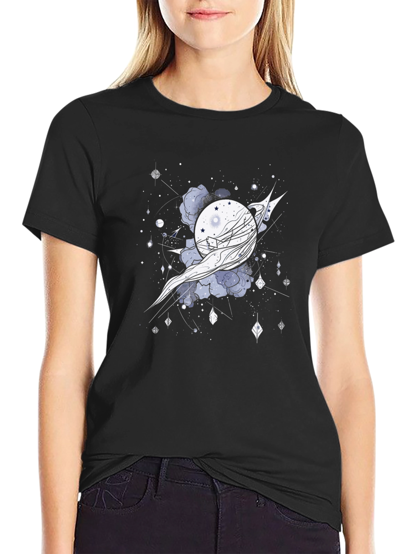 Celestial Dreamscape Black T-Shirt