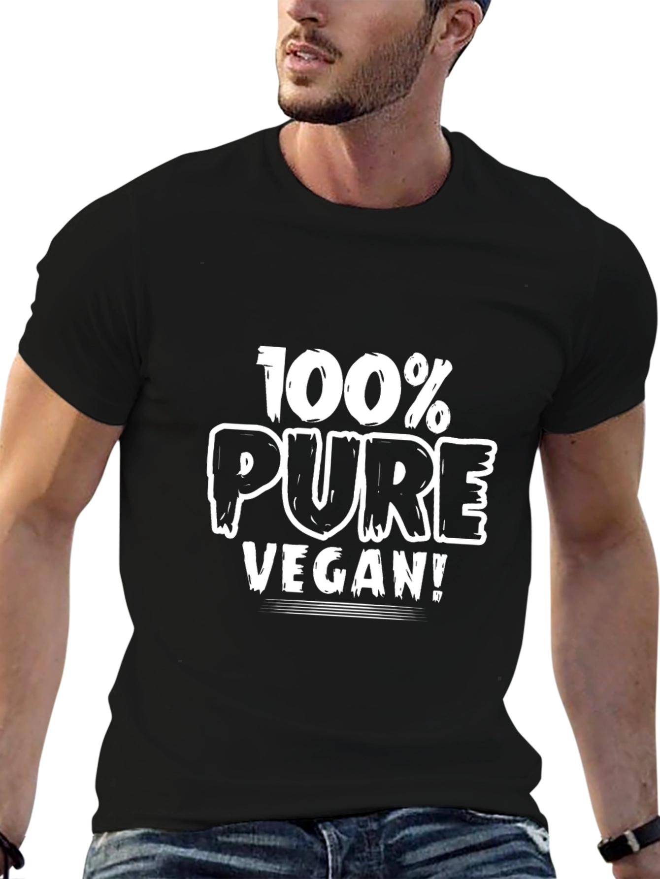 100% Pure Vegan T-Shirt - Black Crew Neck