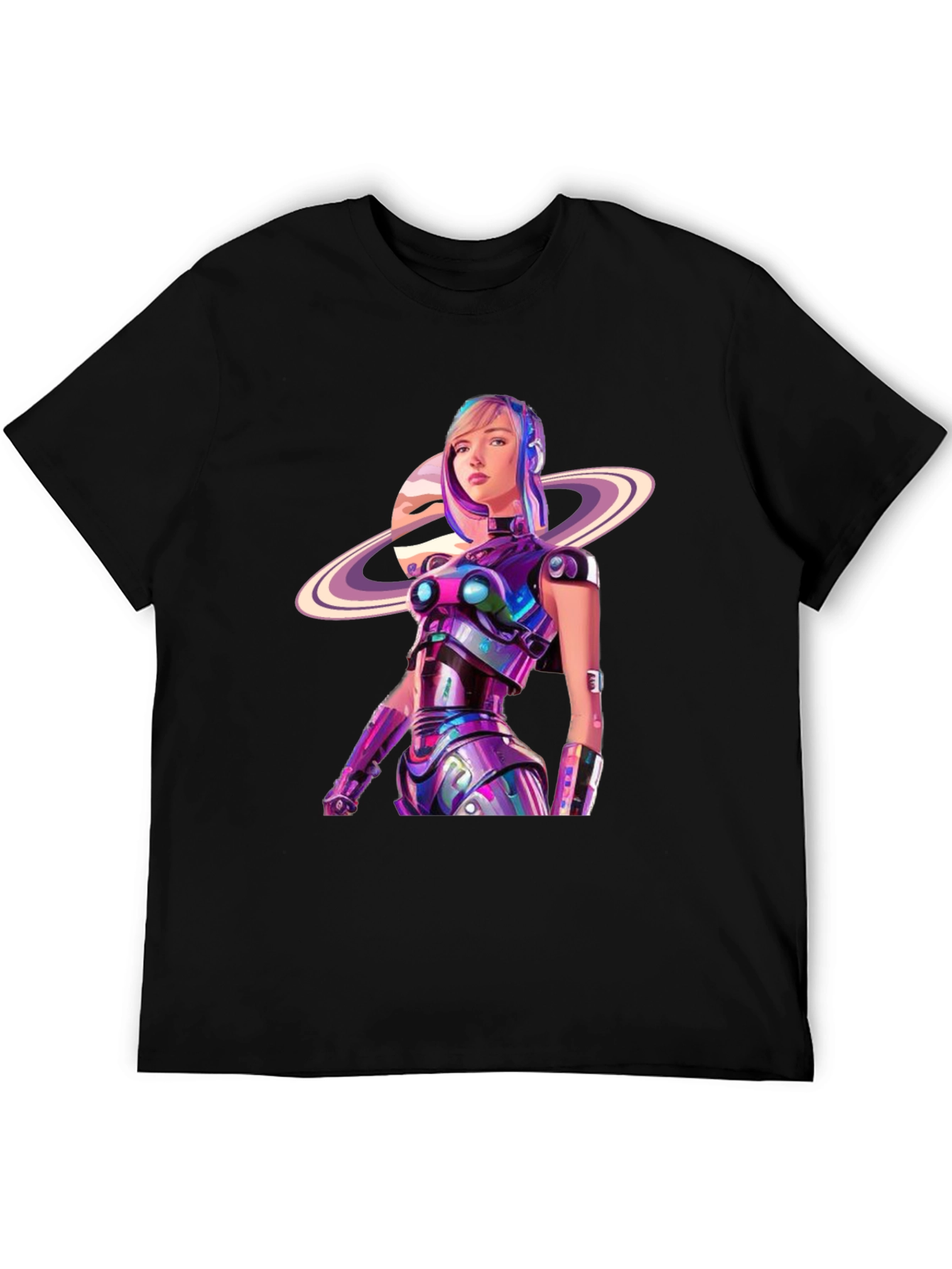 Futuristic Robot Girl Graphic T-Shirt