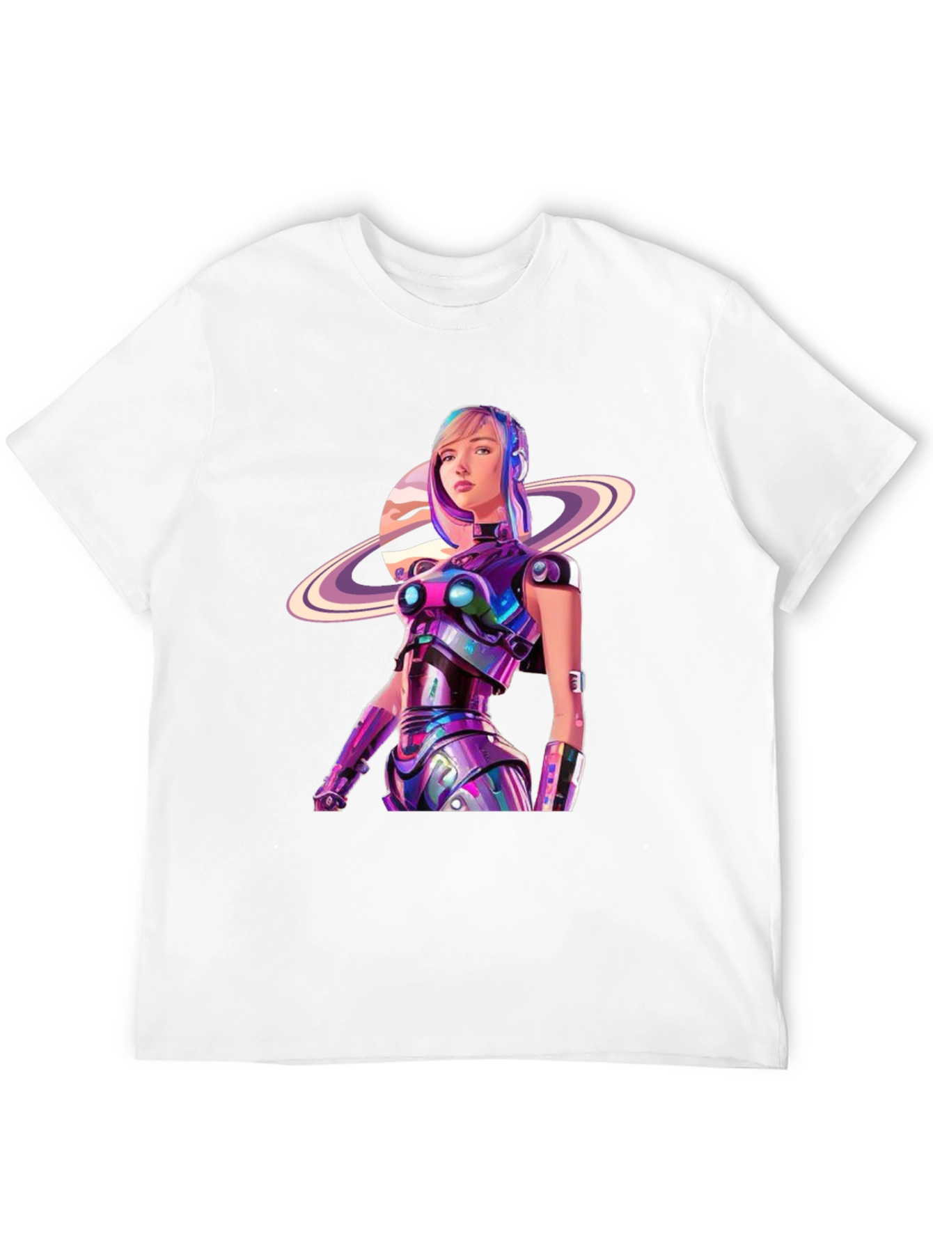 Futuristic Robot Girl Graphic T-Shirt