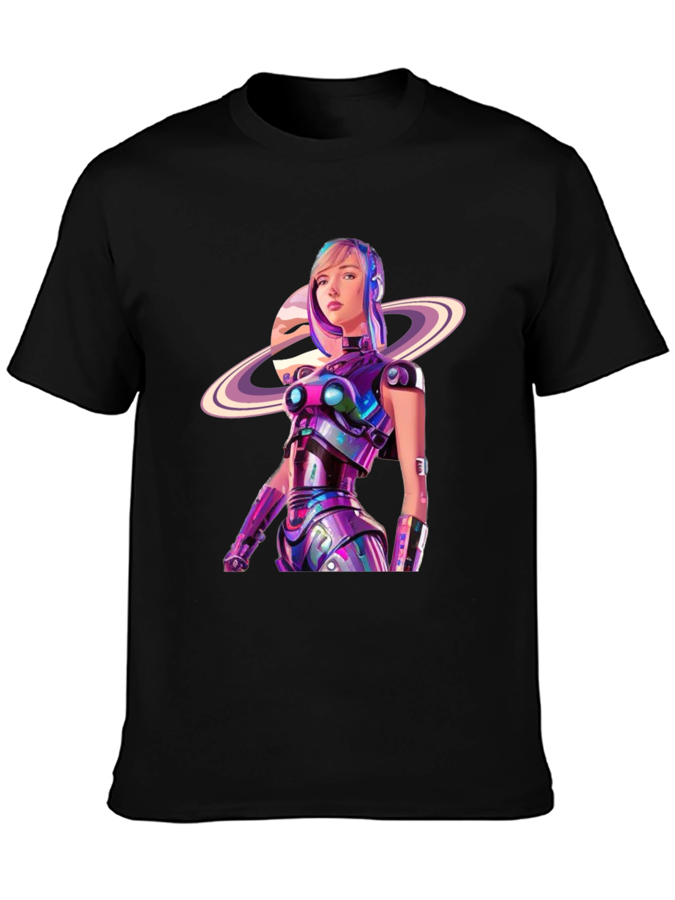 Futuristic Robot Girl Graphic T-Shirt