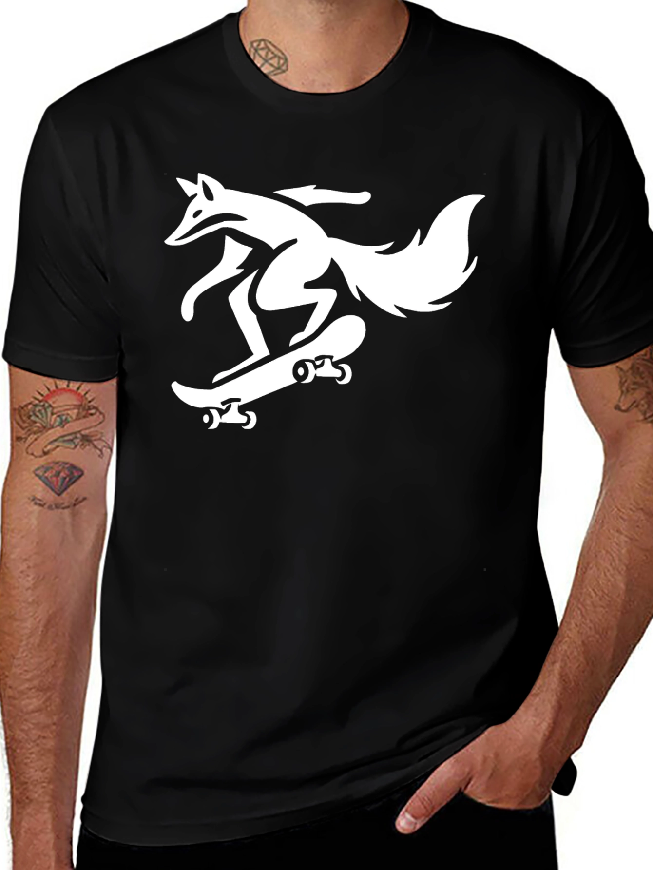 Skateboarding Fox Graphic Tee - Black