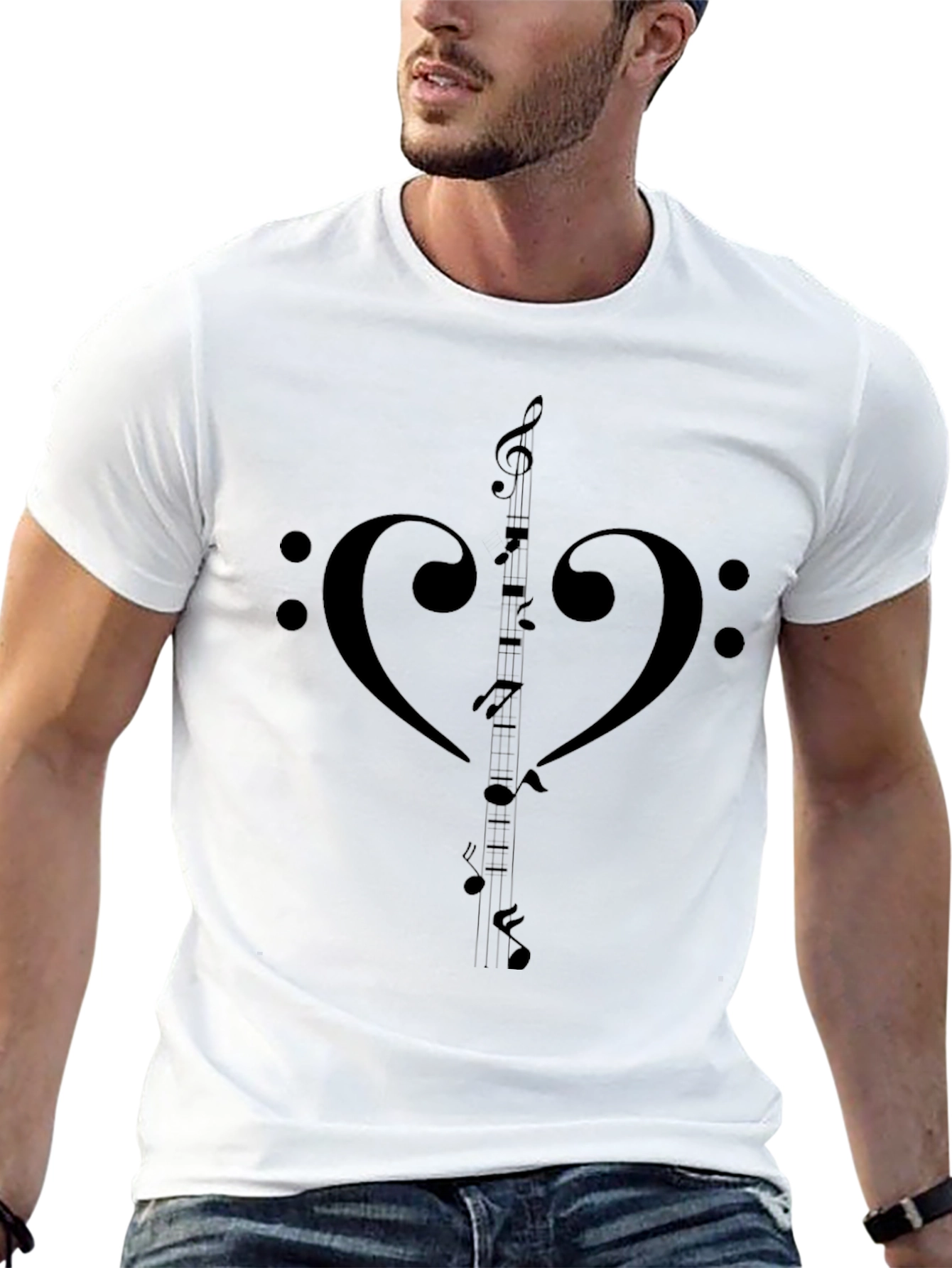 Musical Heartbeat Graphic Tee - Black T-Shirt
