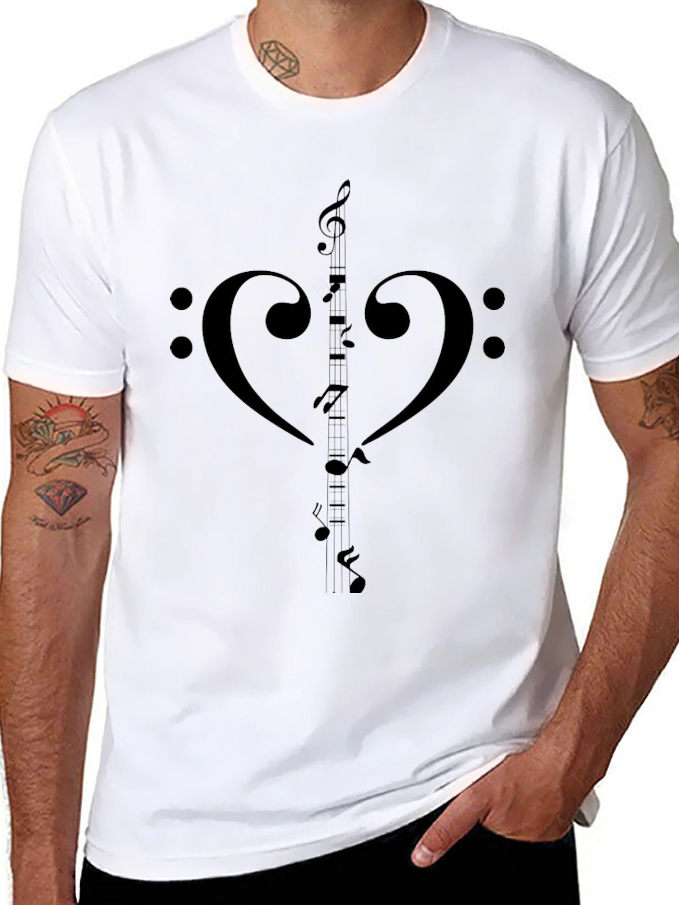 Musical Heartbeat Graphic Tee - Black T-Shirt