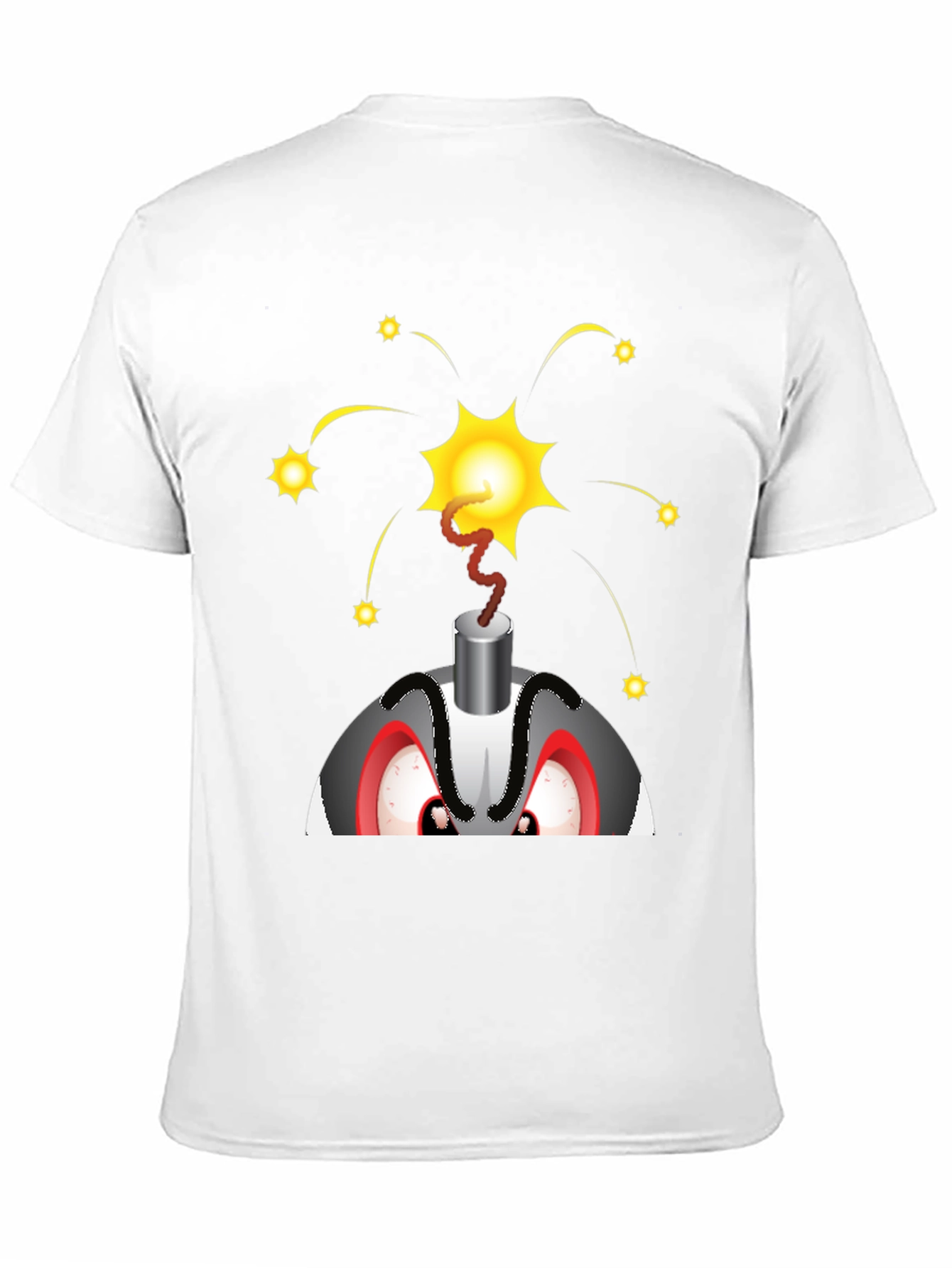 Explosive Cartoon Bomb Graphic Tee - Black Cotton Shirt