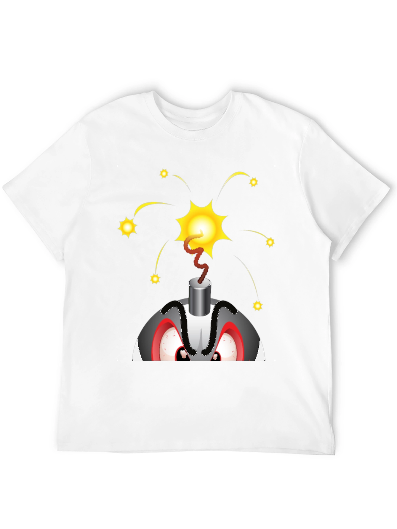 Explosive Cartoon Bomb Graphic Tee - Black Cotton Shirt