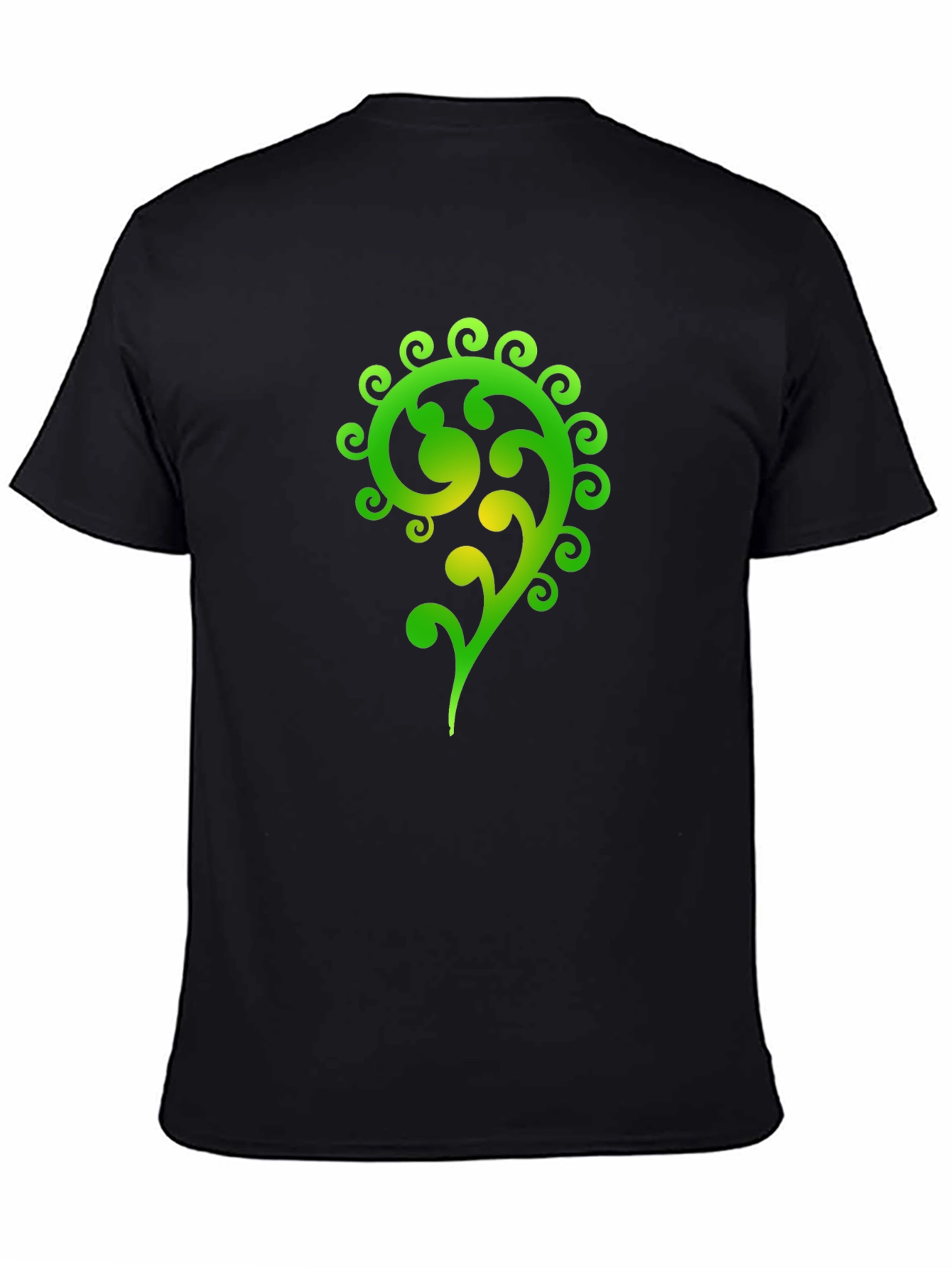 Green Swirl Graphic Black T-Shirt