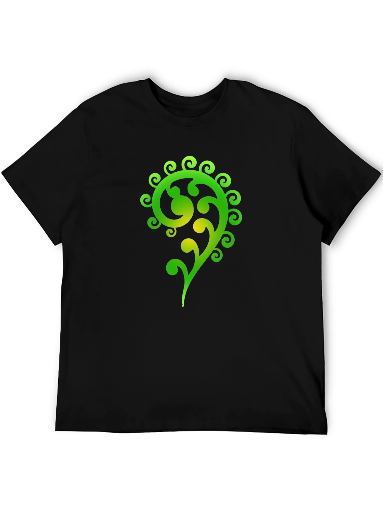 Green Swirl Graphic Black T-Shirt