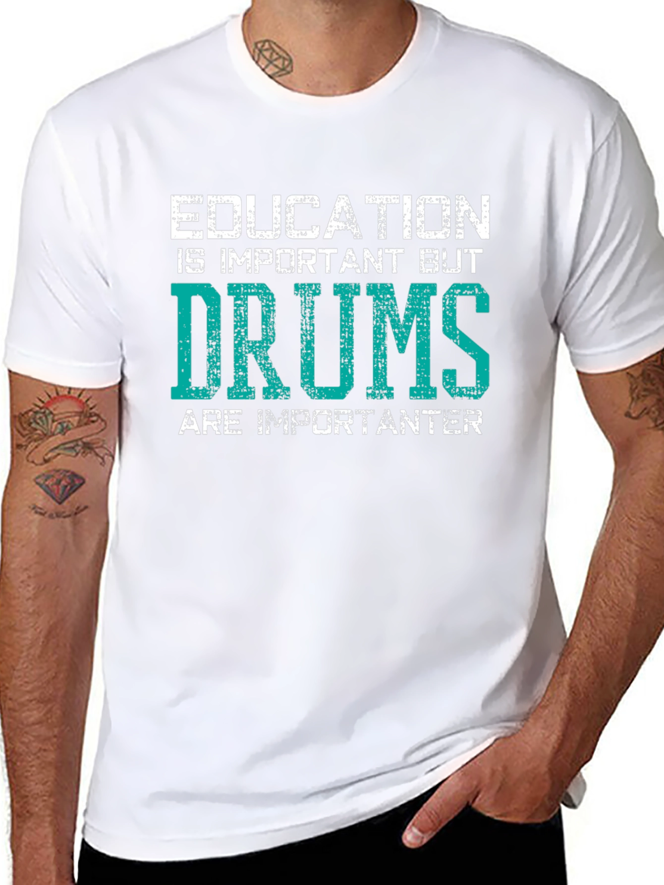 Funny Drums T-Shirt - Education vs. Drums