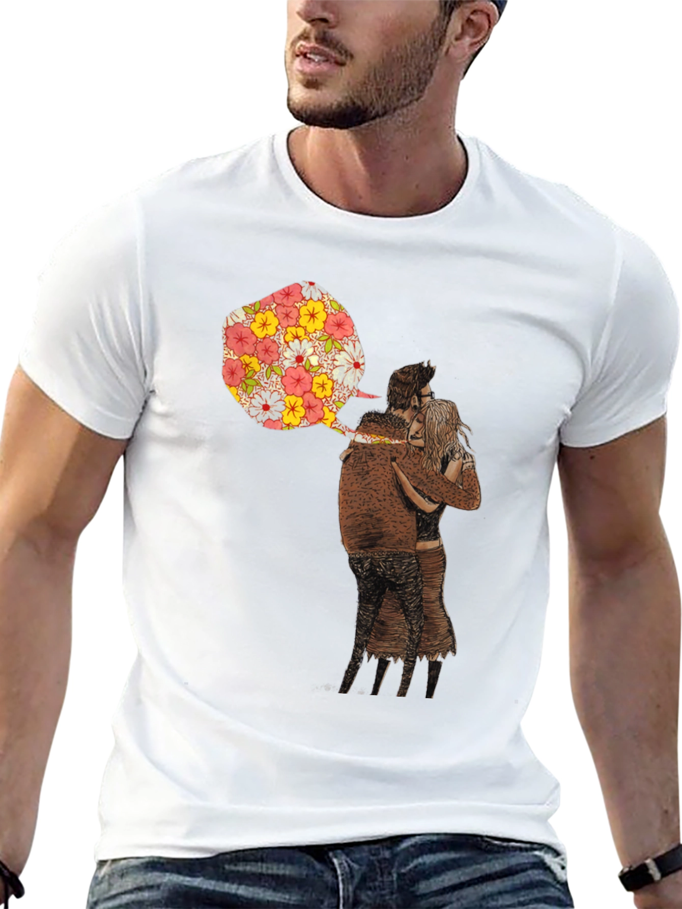 Floral Embrace Graphic Tee - Stylish Comfort