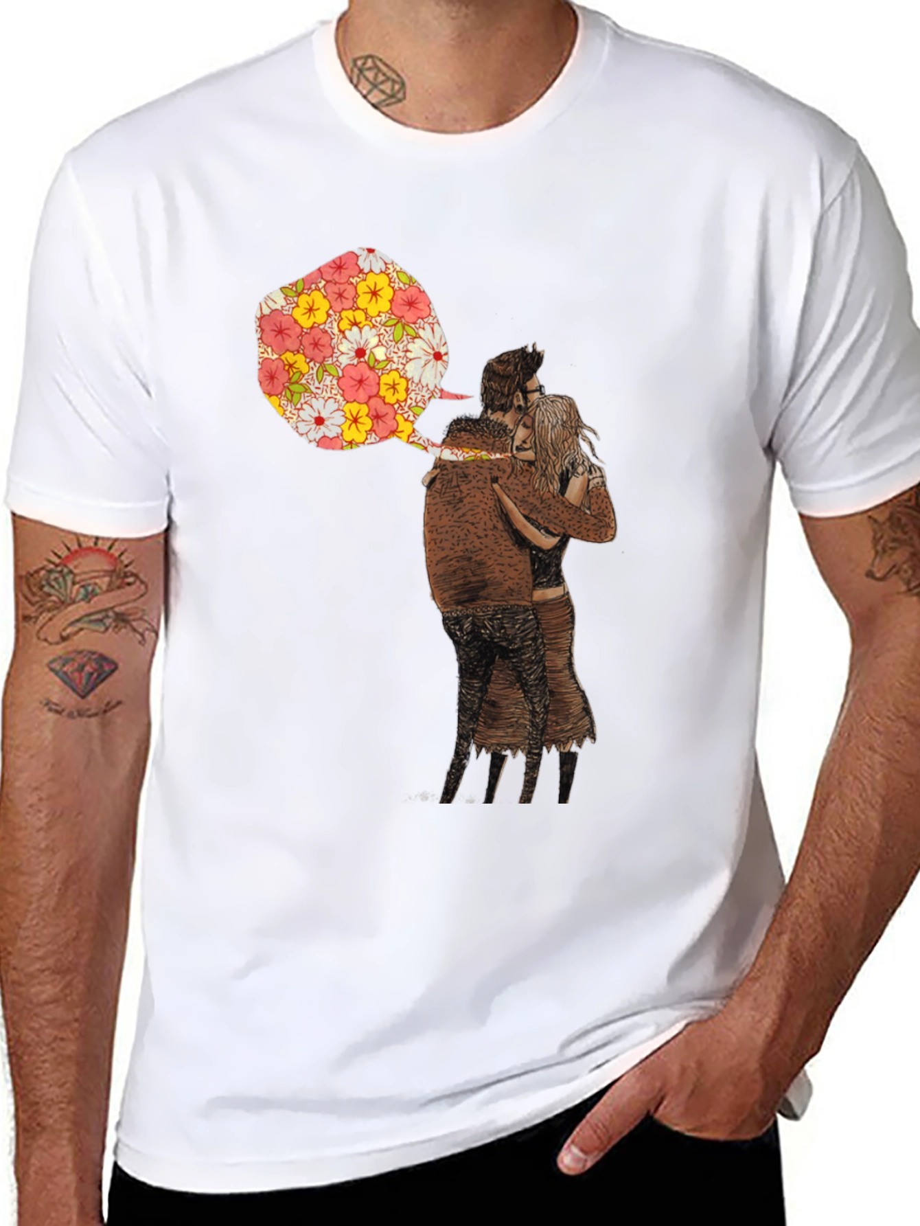 Floral Embrace Graphic Tee - Stylish Comfort