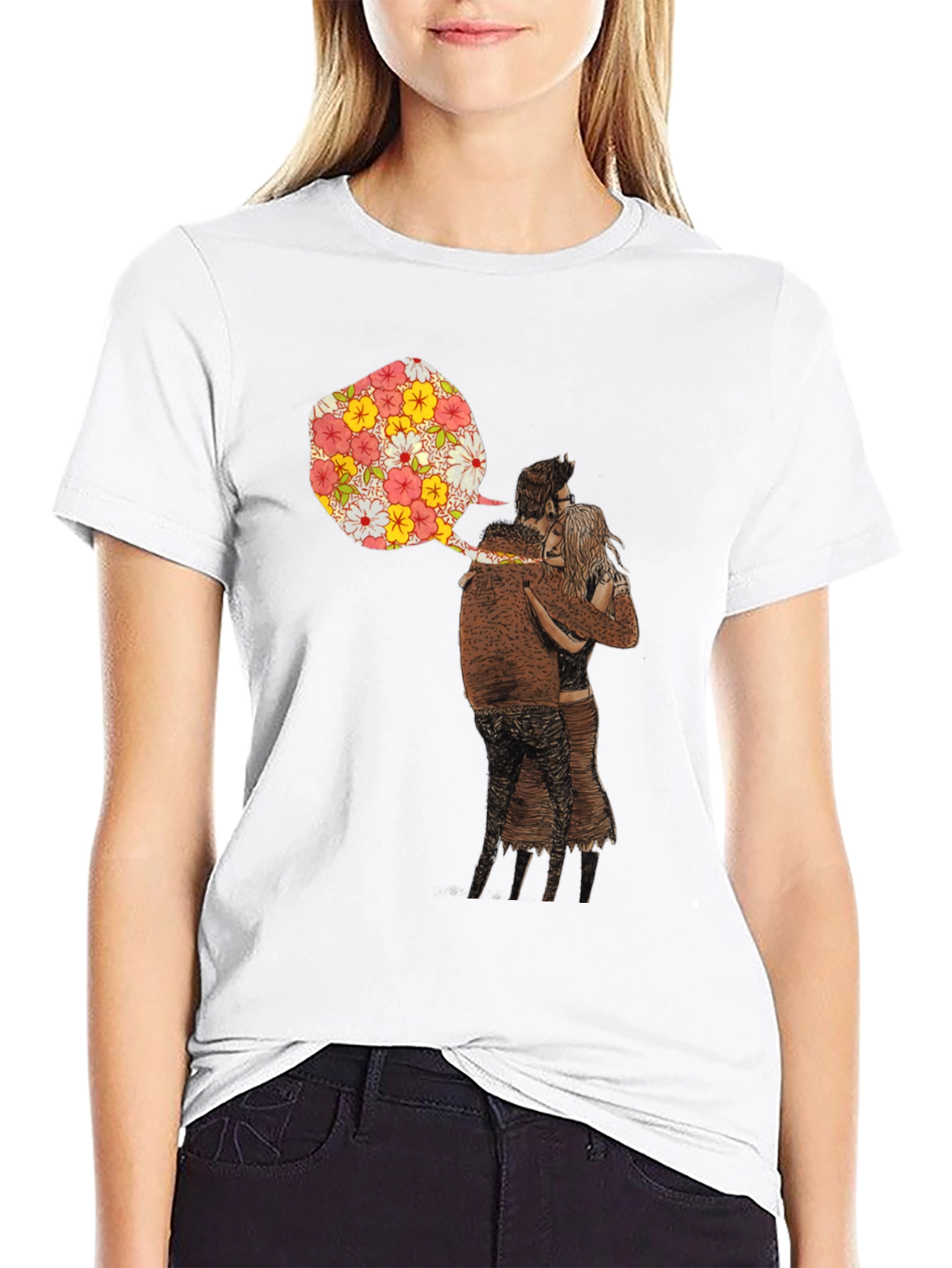 Floral Embrace Graphic Tee - Stylish Comfort