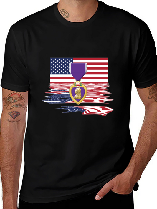 Patriotic Purple Heart USA Flag T-Shirt