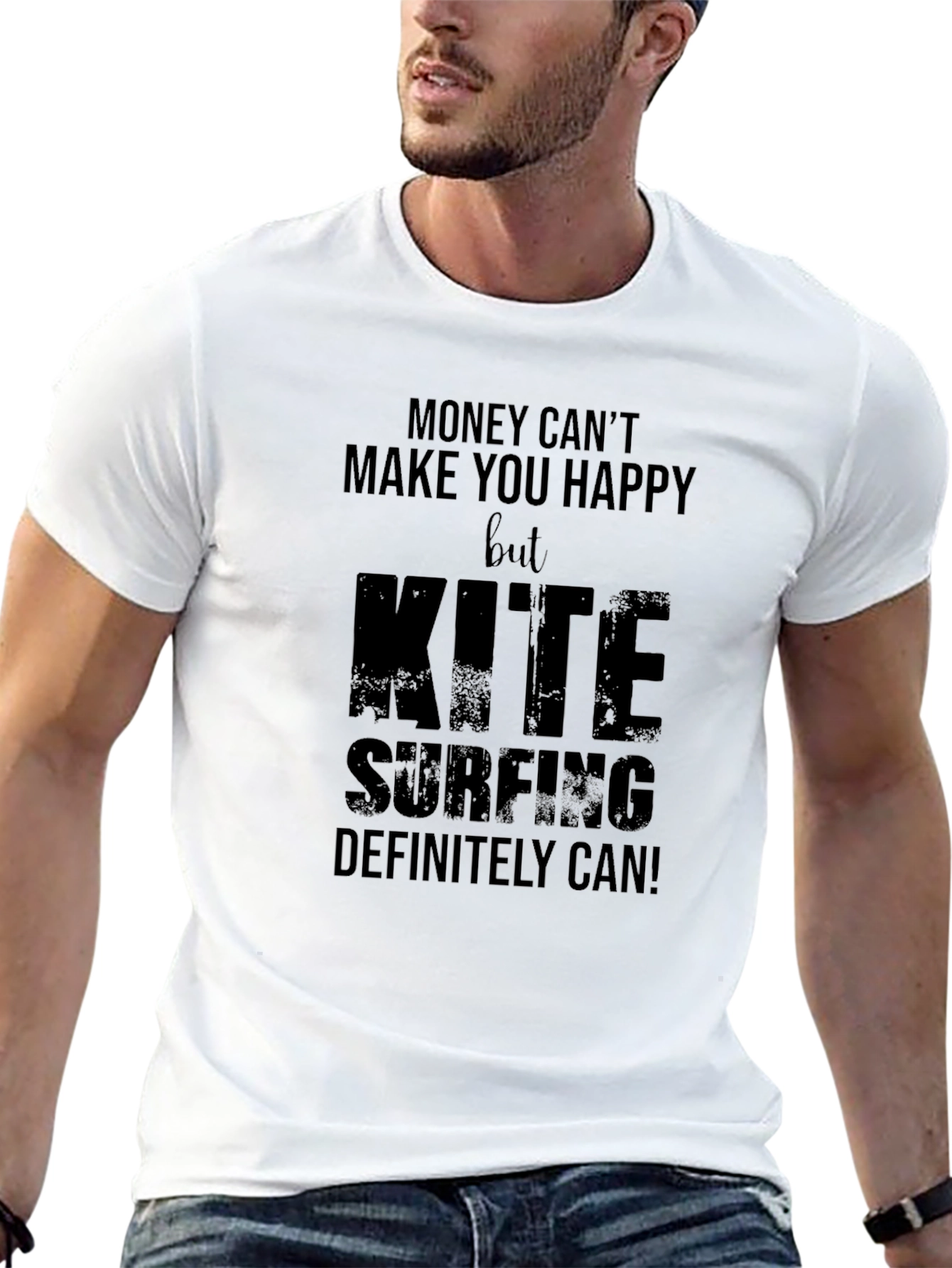 Kite Surfing T-Shirt: Money Cant Buy Happiness Tee