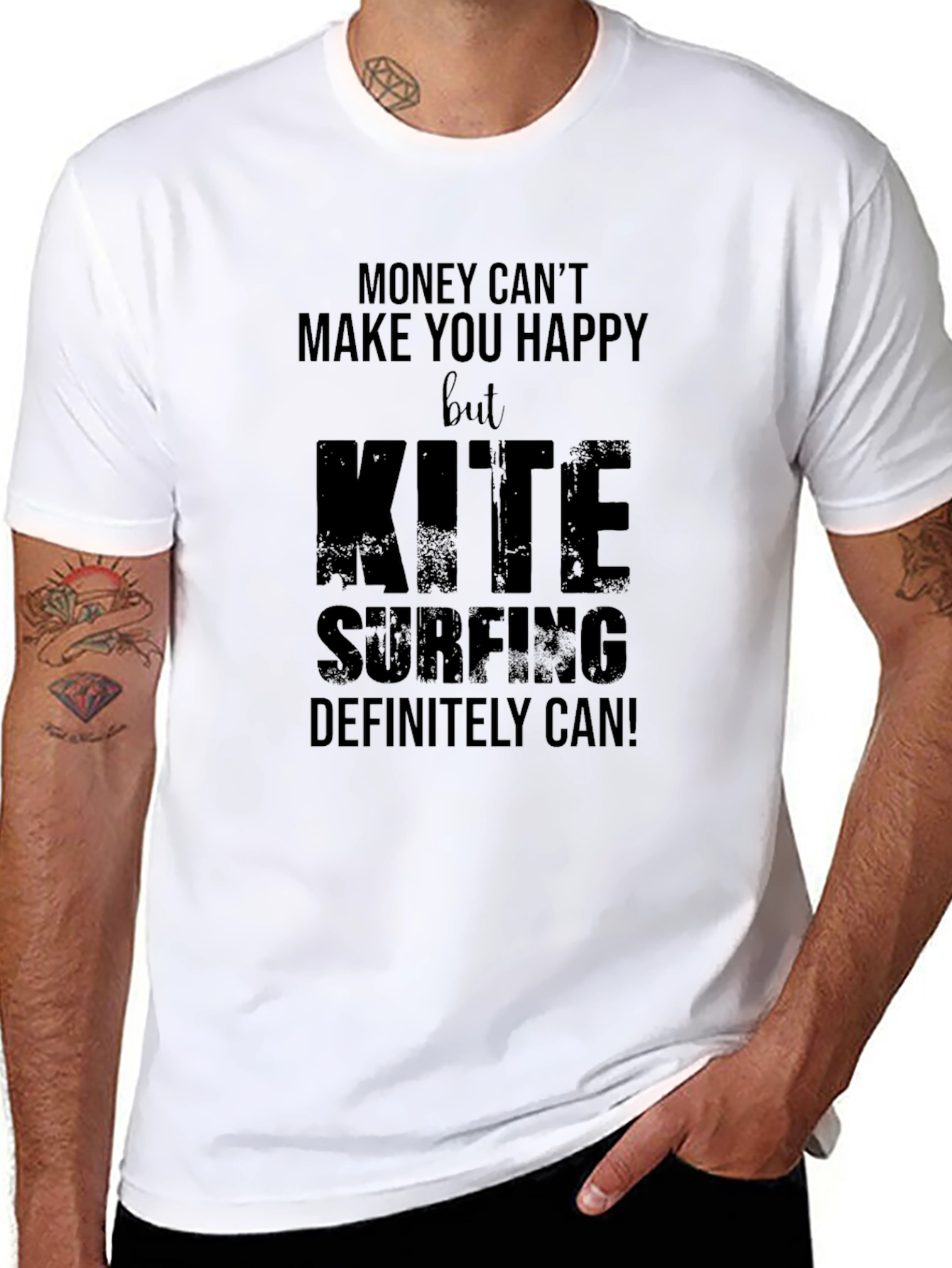 Kite Surfing T-Shirt: Money Cant Buy Happiness Tee