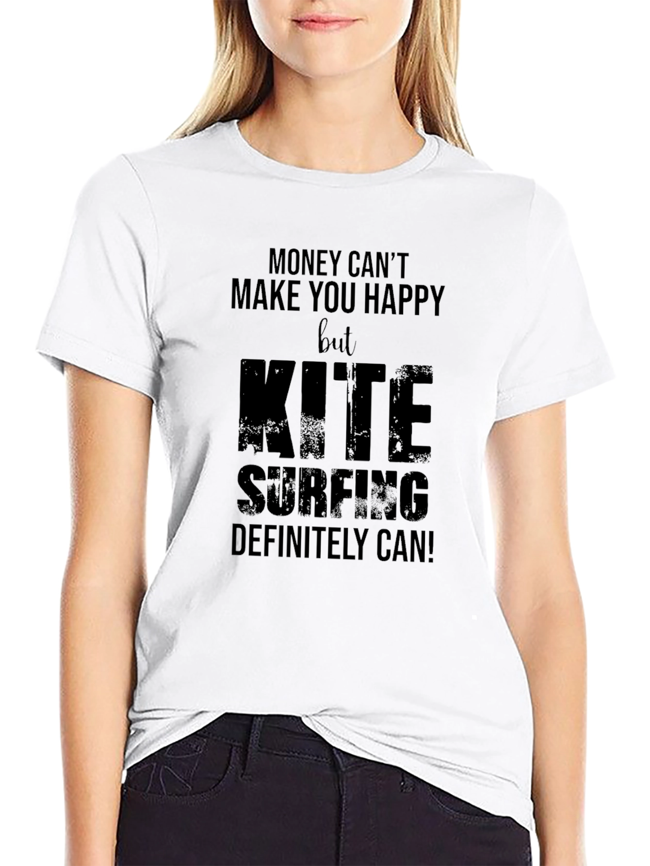 Kite Surfing T-Shirt: Money Cant Buy Happiness Tee
