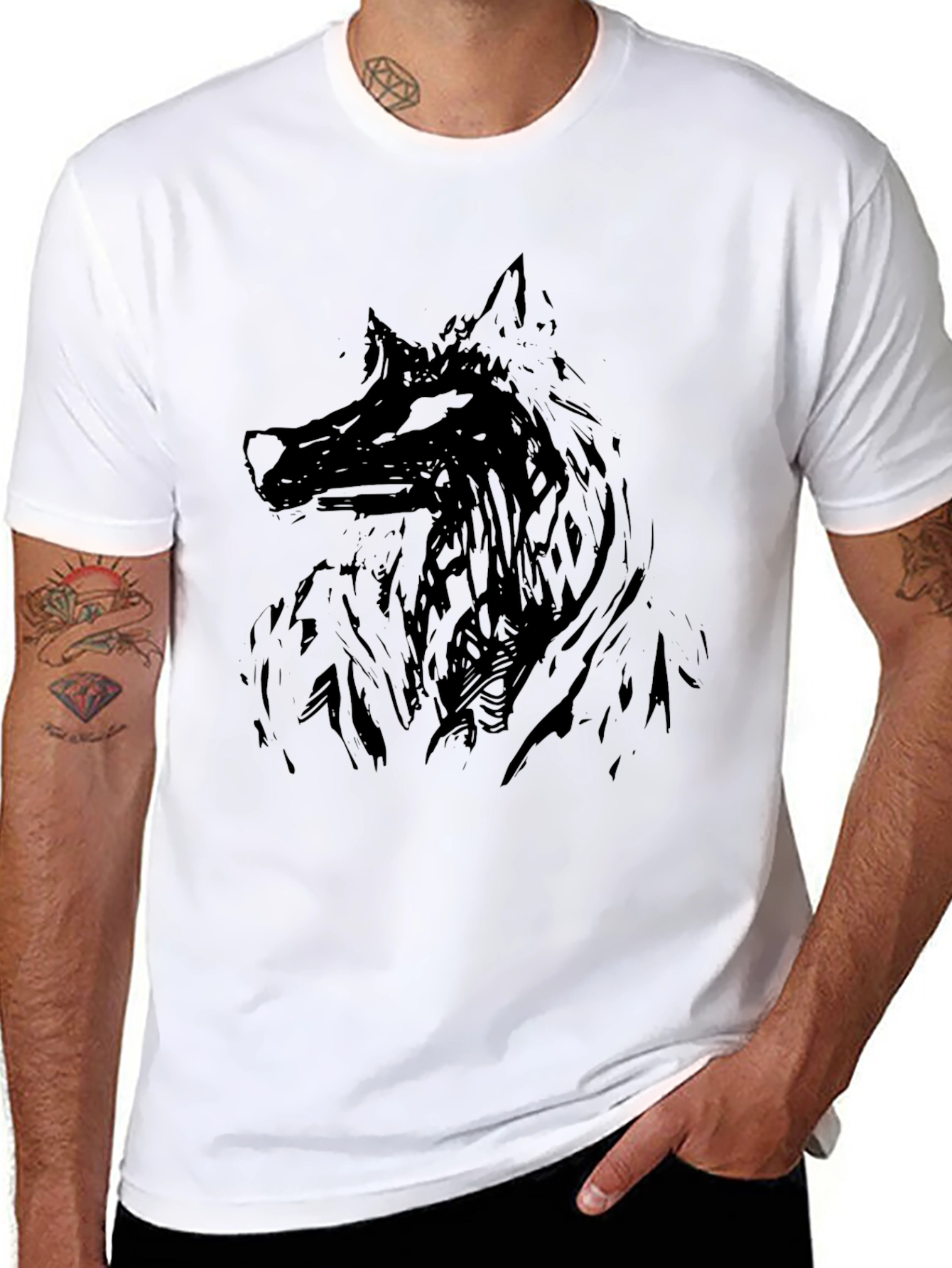Black Wolf Graphic Tee - Mens Casual Shirt