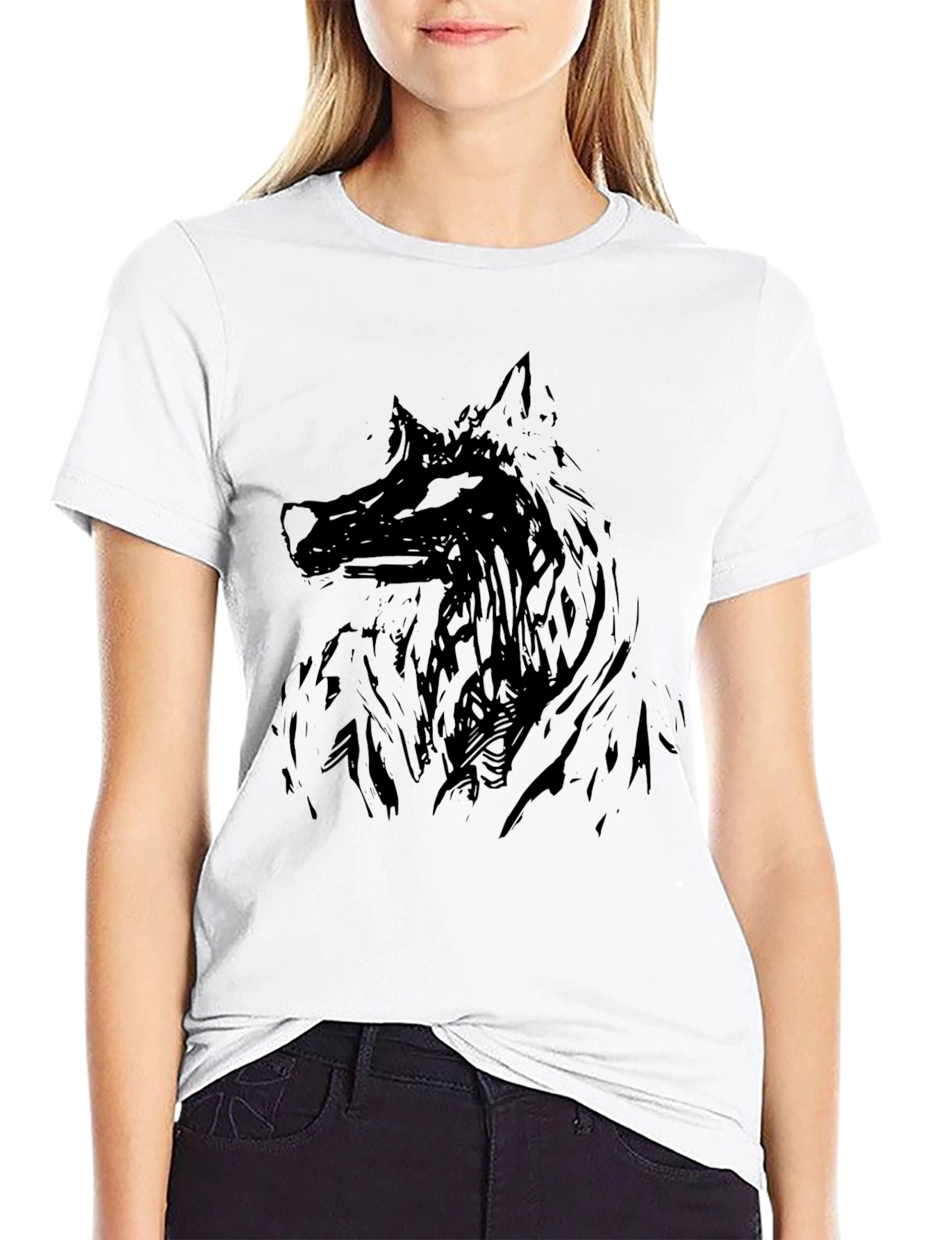 Black Wolf Graphic Tee - Mens Casual Shirt