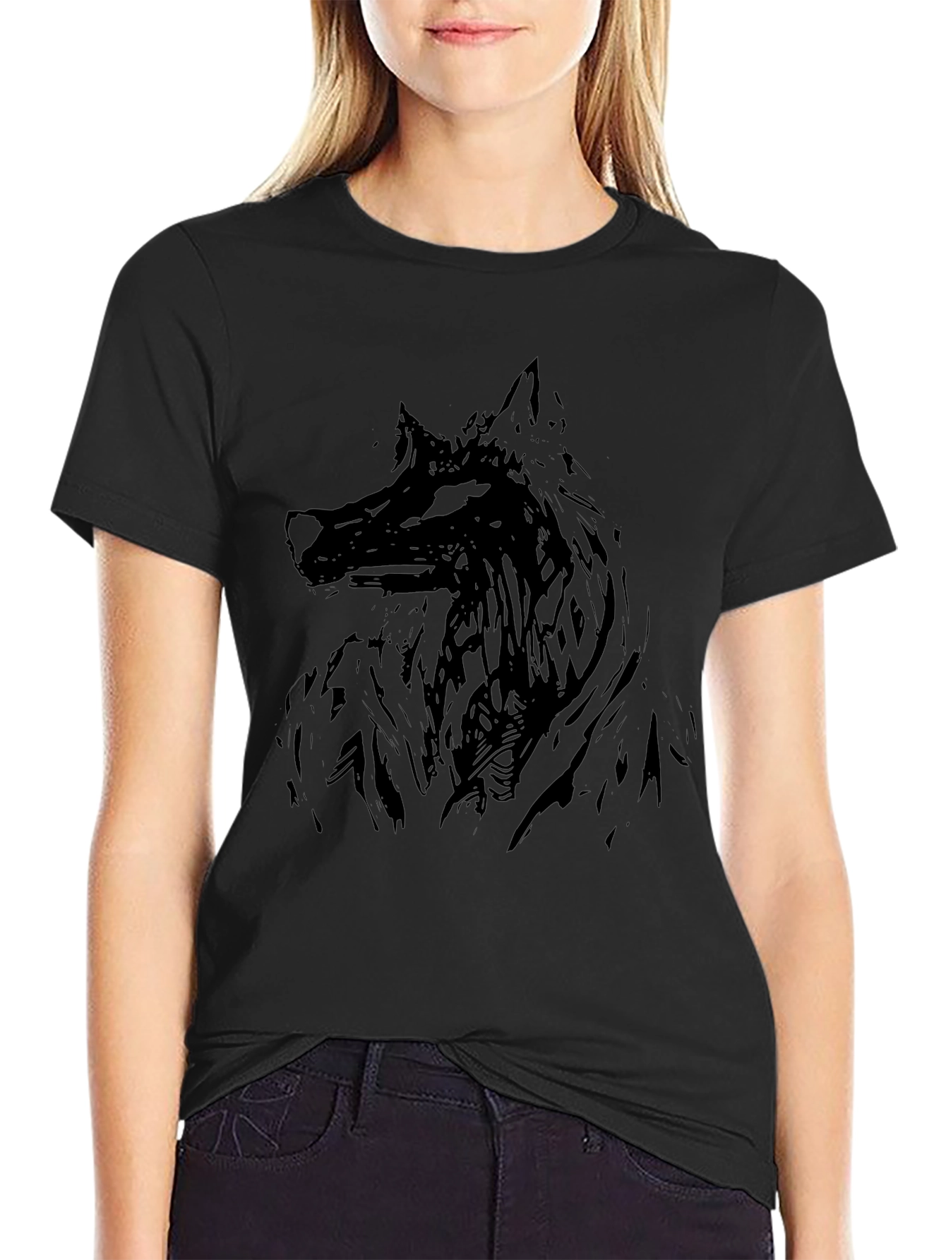 Black Wolf Graphic Tee - Mens Casual Shirt