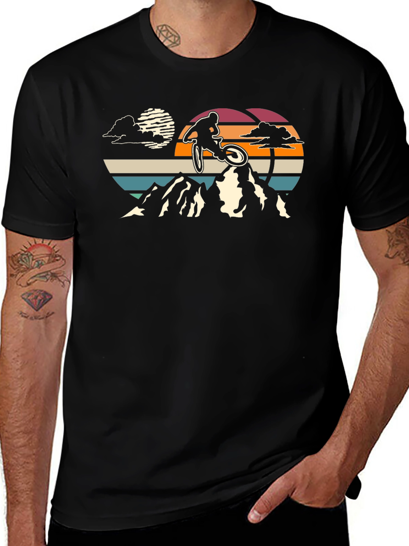 Mountain Biker Sunset Graphic T-Shirt