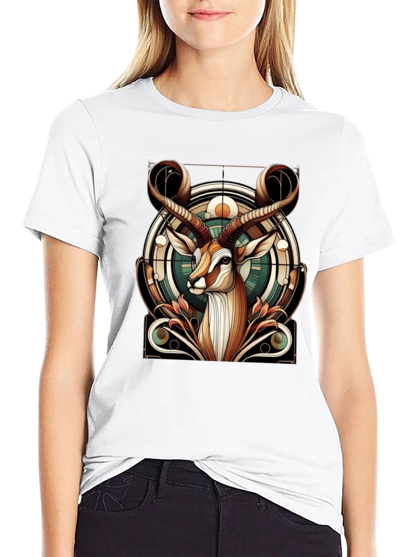 Antelope Graphic Print T-Shirt - Stylish Animal Tee