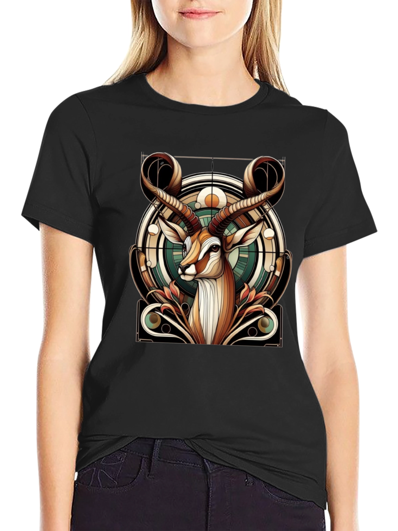 Antelope Graphic Print T-Shirt - Stylish Animal Tee