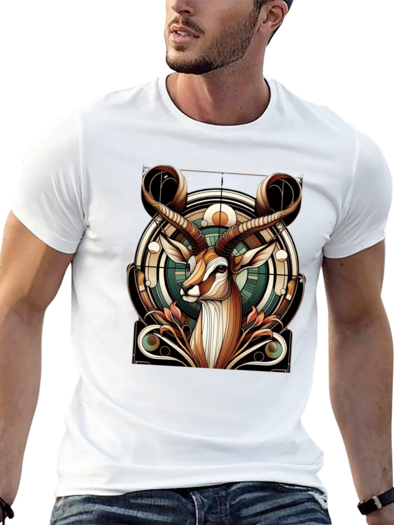 Antelope Graphic Print T-Shirt - Stylish Animal Tee