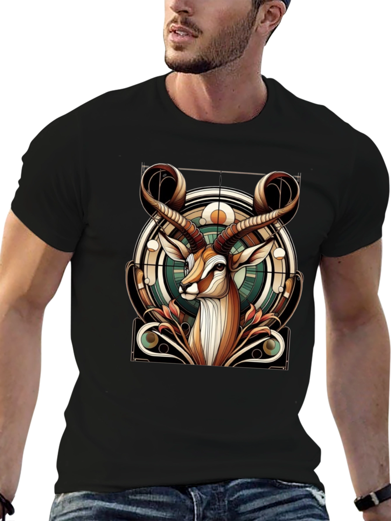 Antelope Graphic Print T-Shirt - Stylish Animal Tee