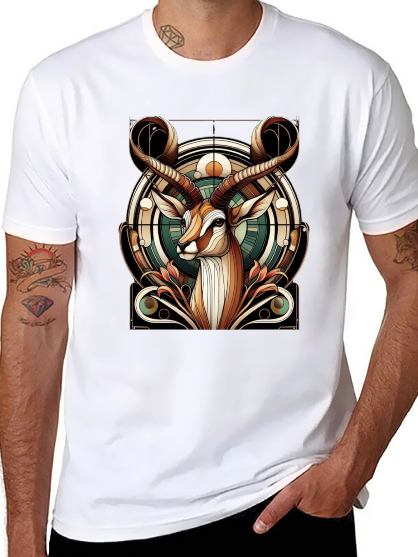 Antelope Graphic Print T-Shirt - Stylish Animal Tee