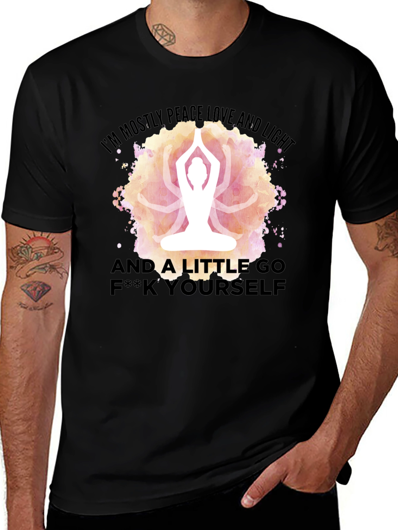 Peace Love Light Yoga Funny Graphic T-Shirt