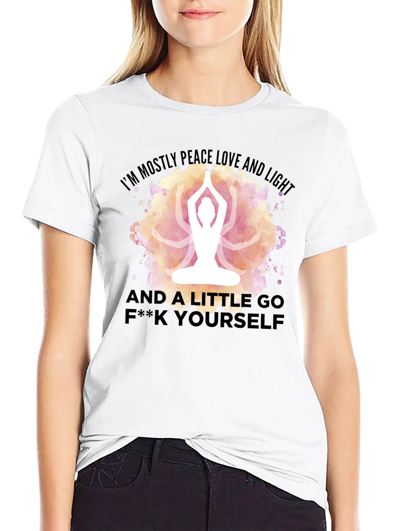 Peace Love Light Yoga Funny Graphic T-Shirt