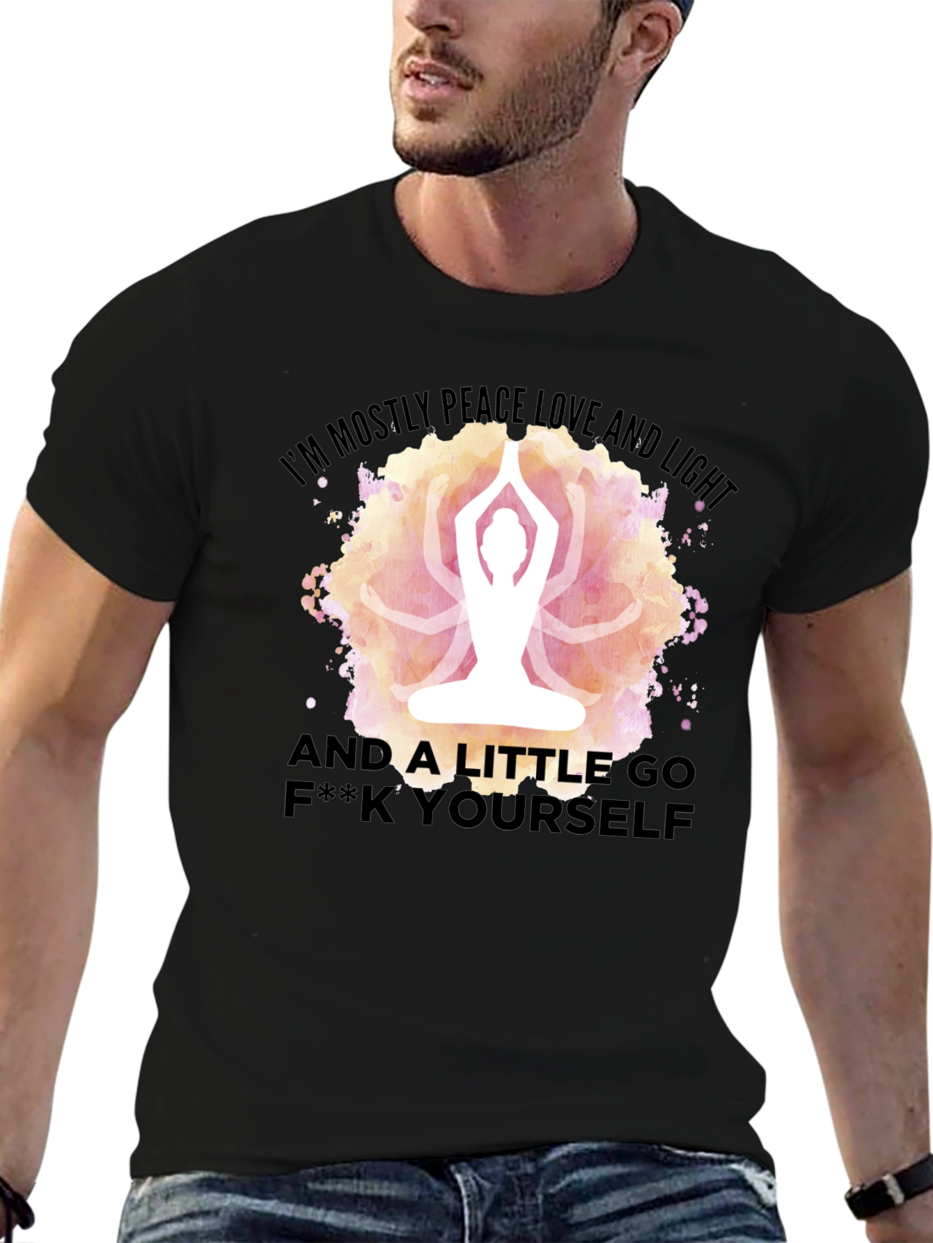 Peace Love Light Yoga Funny Graphic T-Shirt