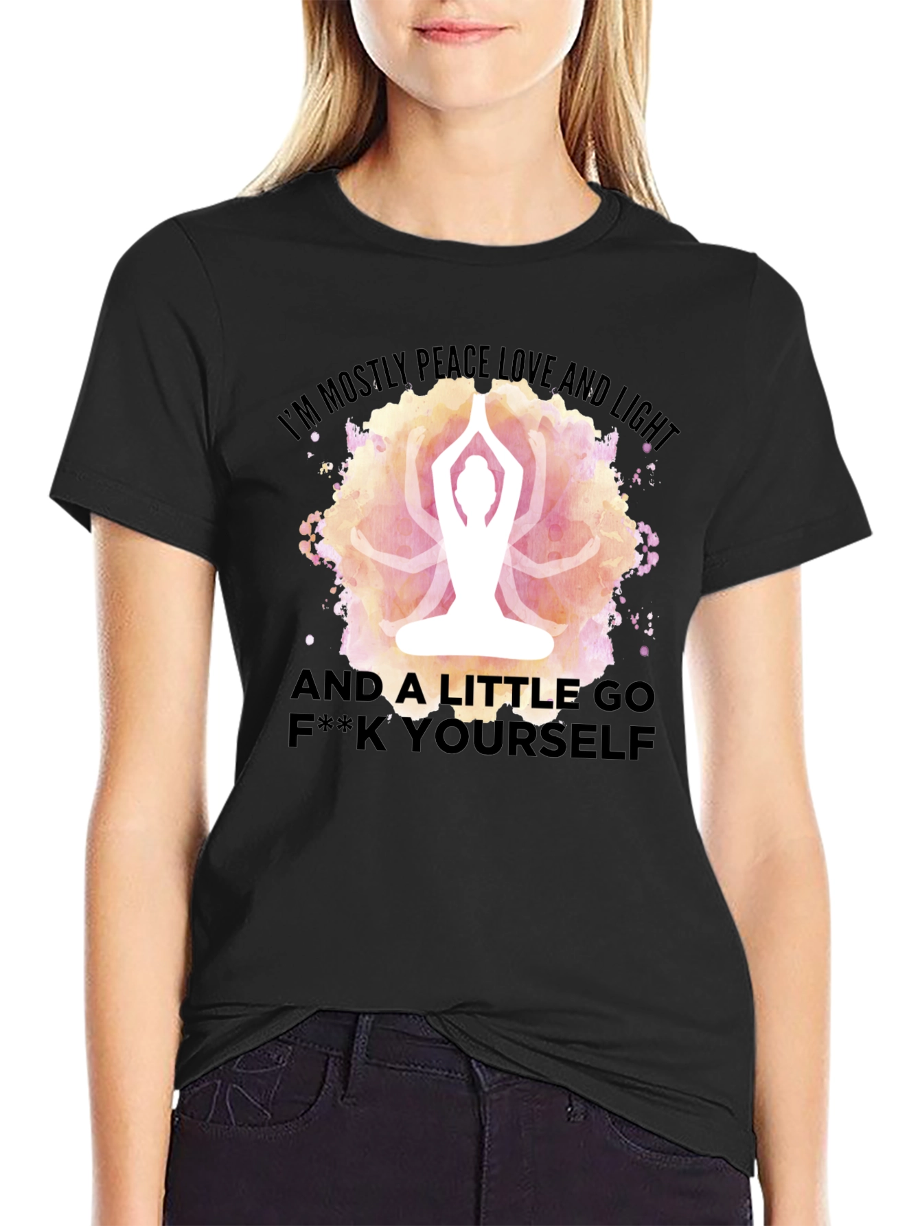 Peace Love Light Yoga Funny Graphic T-Shirt