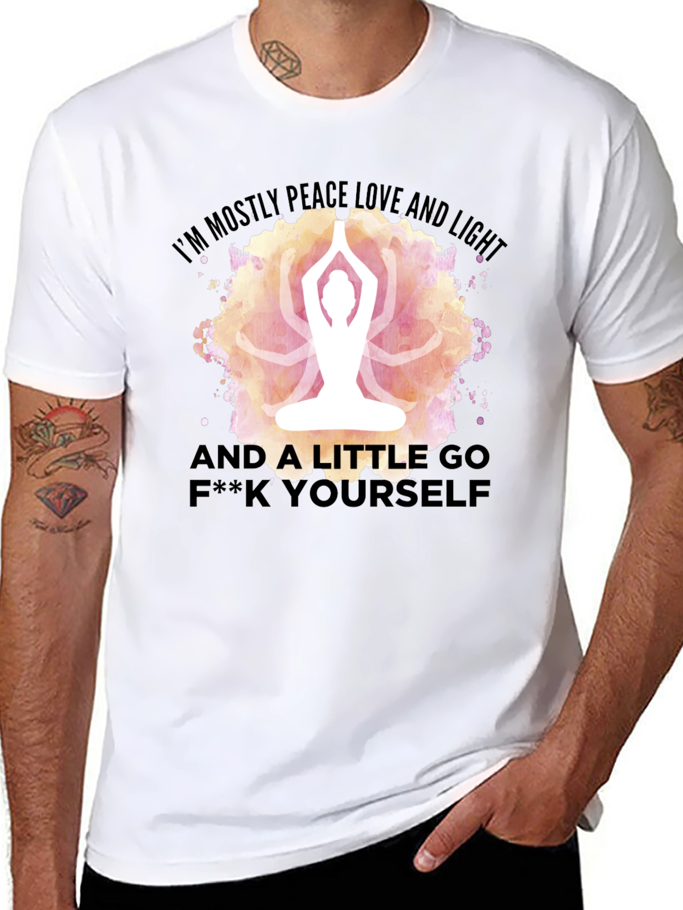 Peace Love Light Yoga Funny Graphic T-Shirt