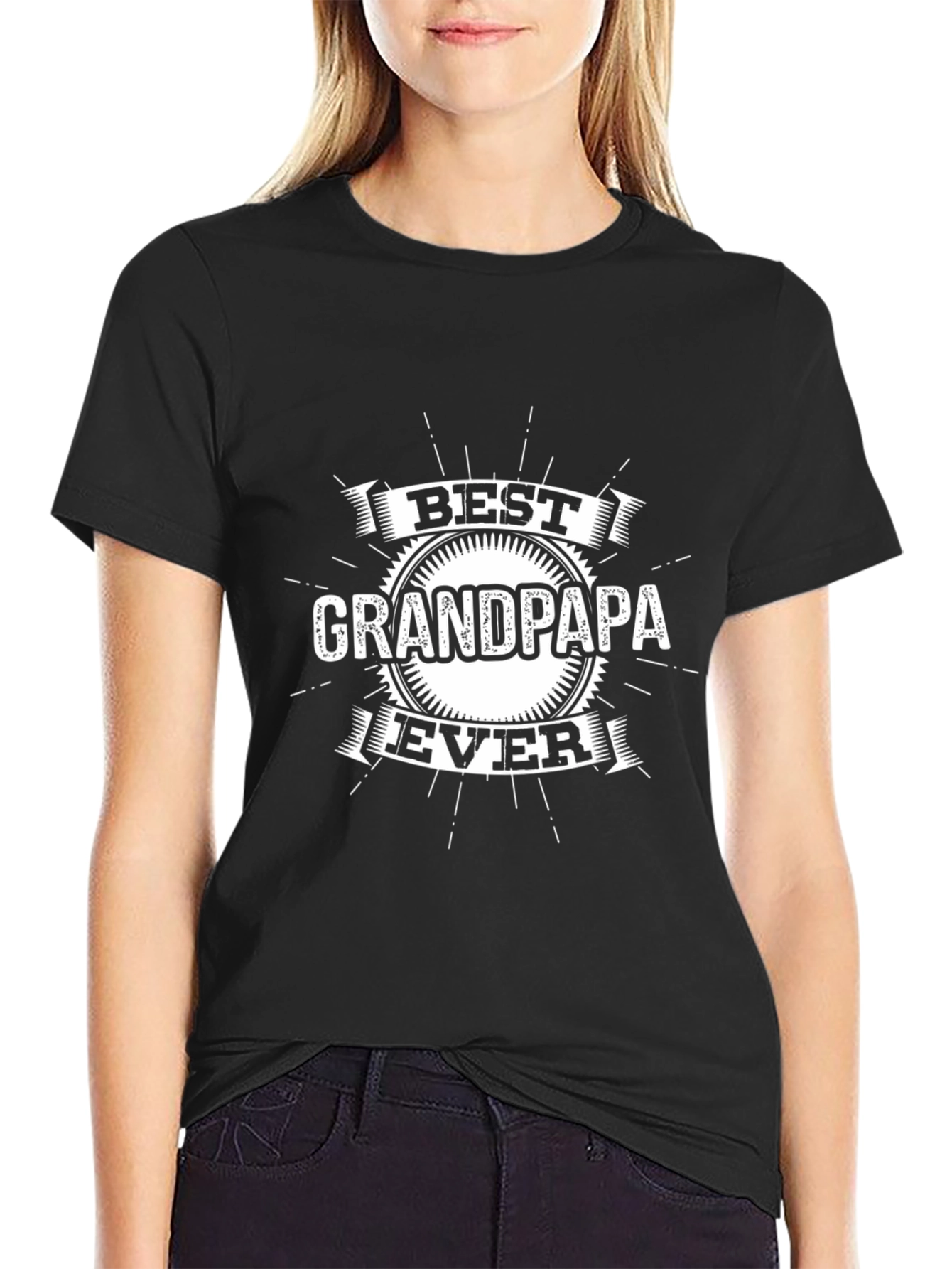 Best Grandpa Ever Graphic T-Shirt - Black