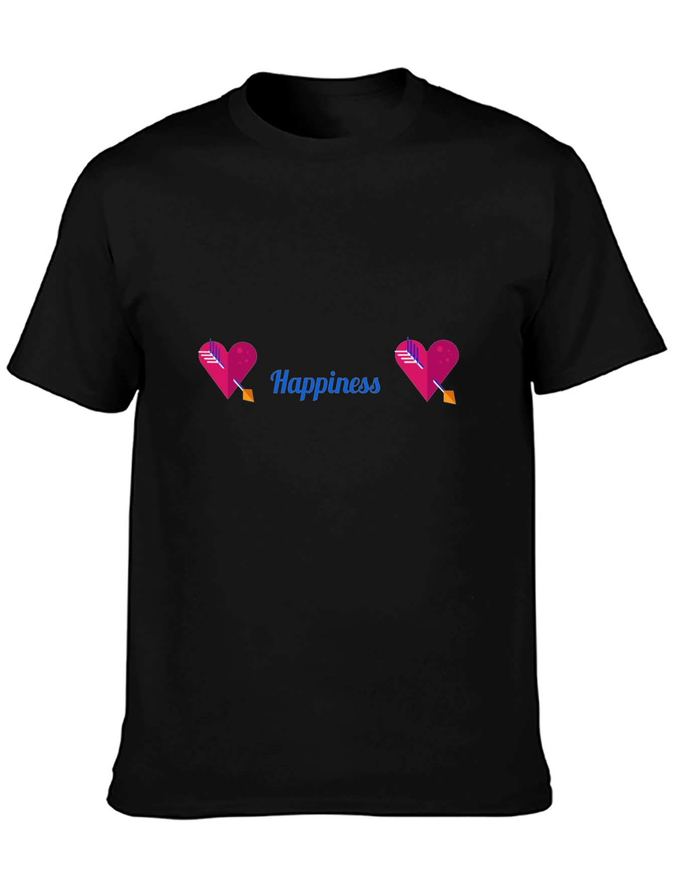 Happiness Heart Arrow Black Tee