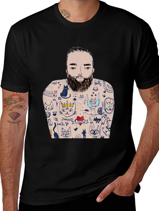 Mans Black Tattoo T-Shirt - Unique Graphic Tee