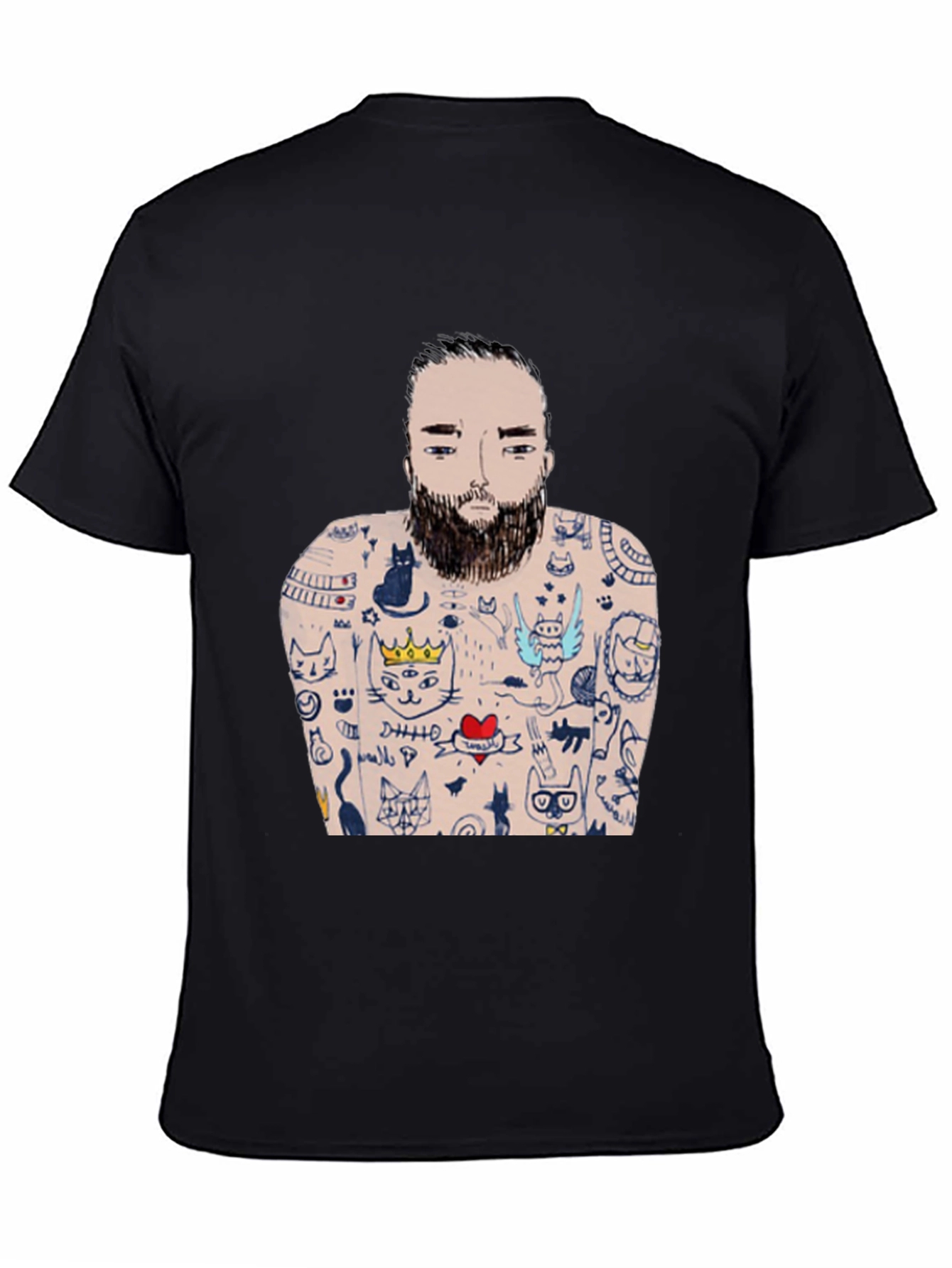 Mans Black Tattoo T-Shirt - Unique Graphic Tee