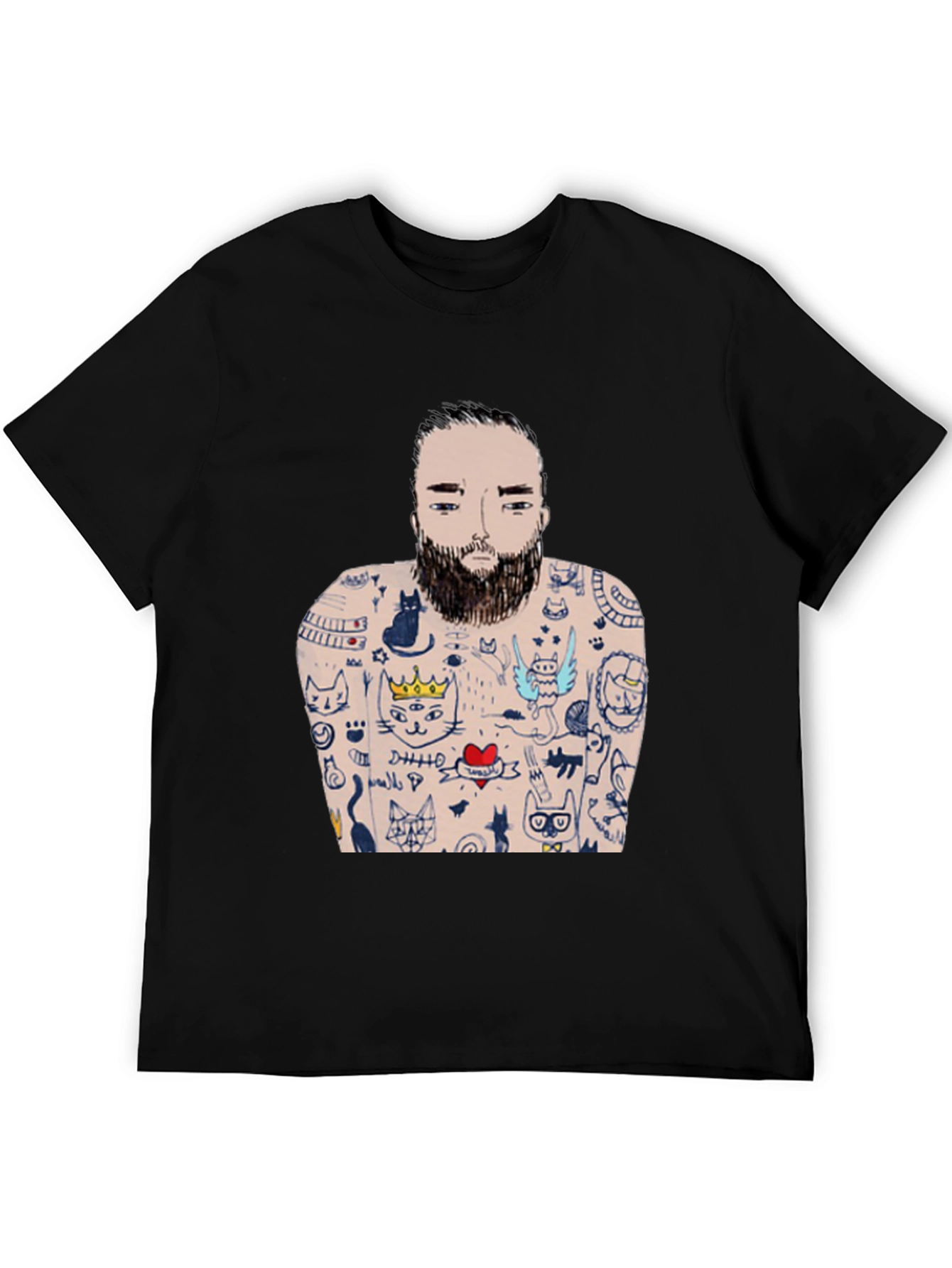 Mans Black Tattoo T-Shirt - Unique Graphic Tee