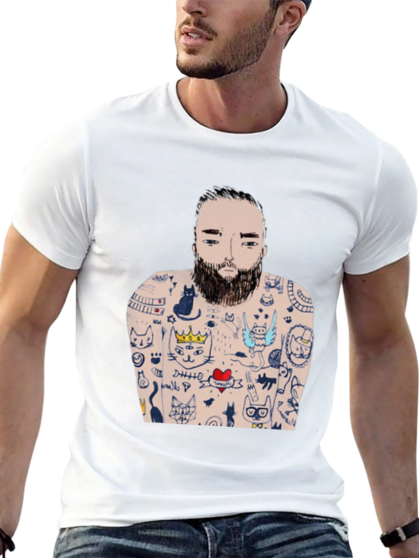 Mans Black Tattoo T-Shirt - Unique Graphic Tee