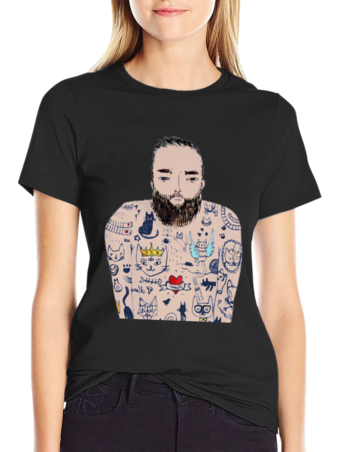 Mans Black Tattoo T-Shirt - Unique Graphic Tee