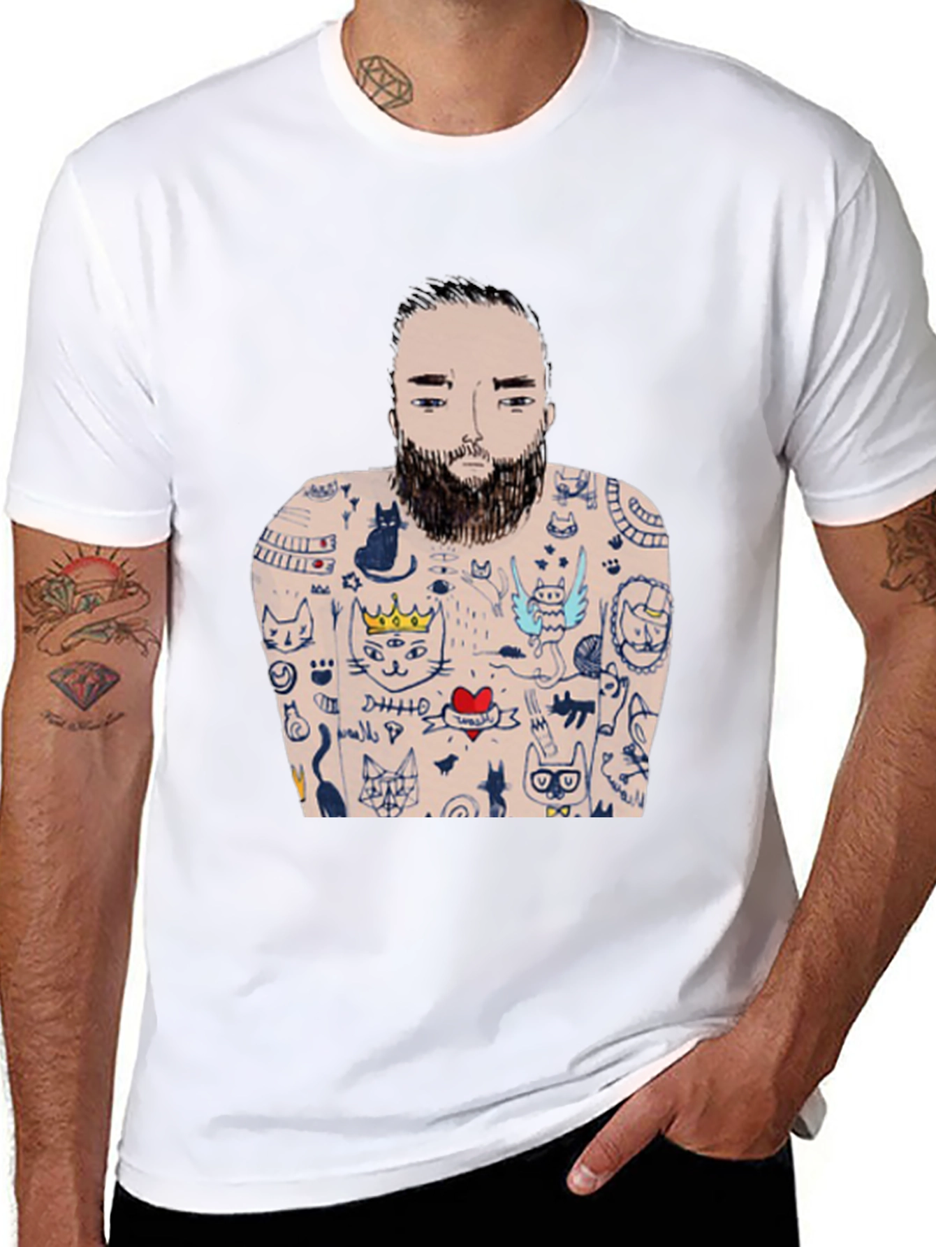 Mans Black Tattoo T-Shirt - Unique Graphic Tee