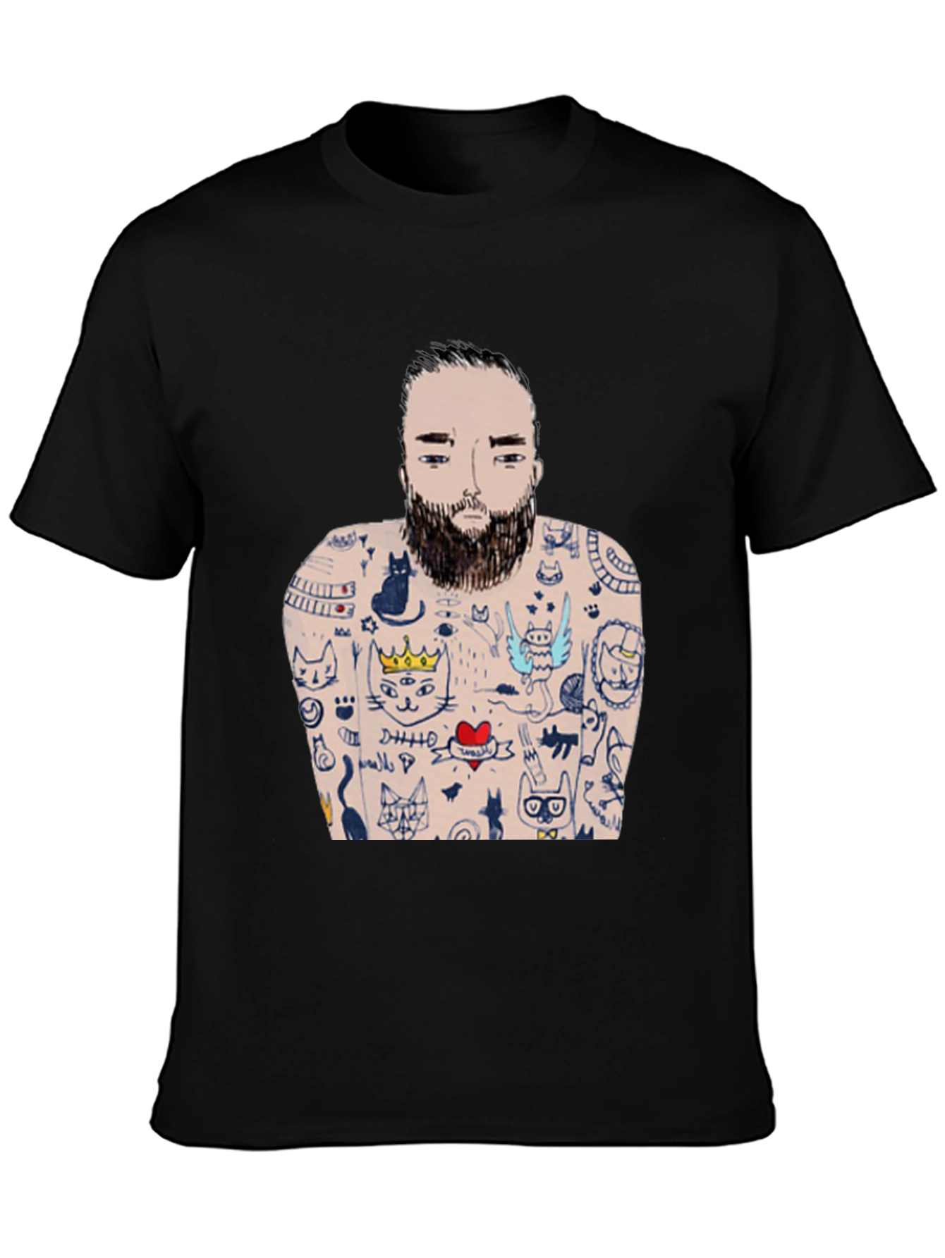 Mans Black Tattoo T-Shirt - Unique Graphic Tee