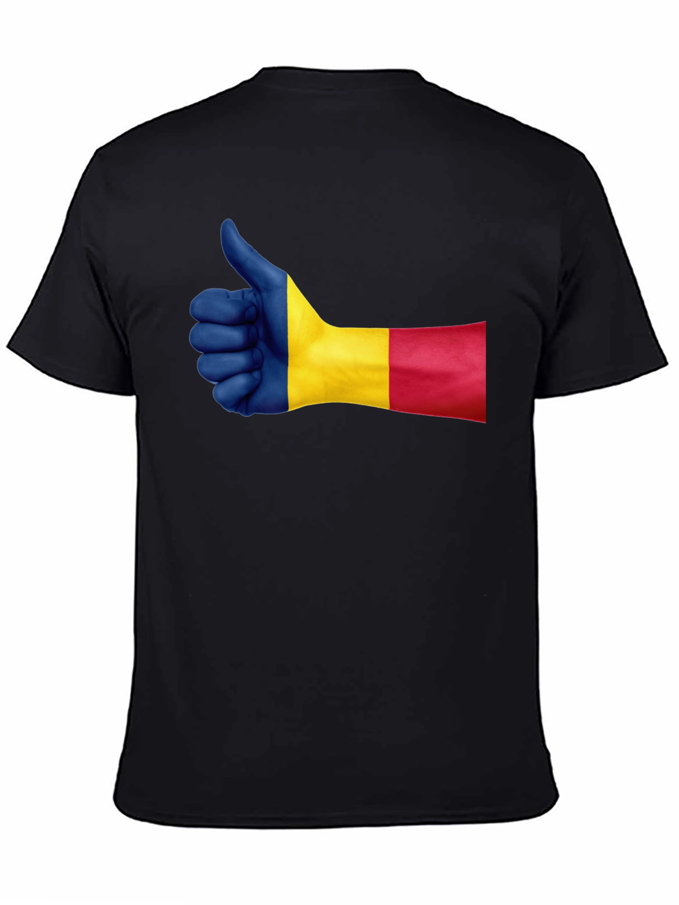 Romania Flag Thumbs Up Graphic Tee - Black