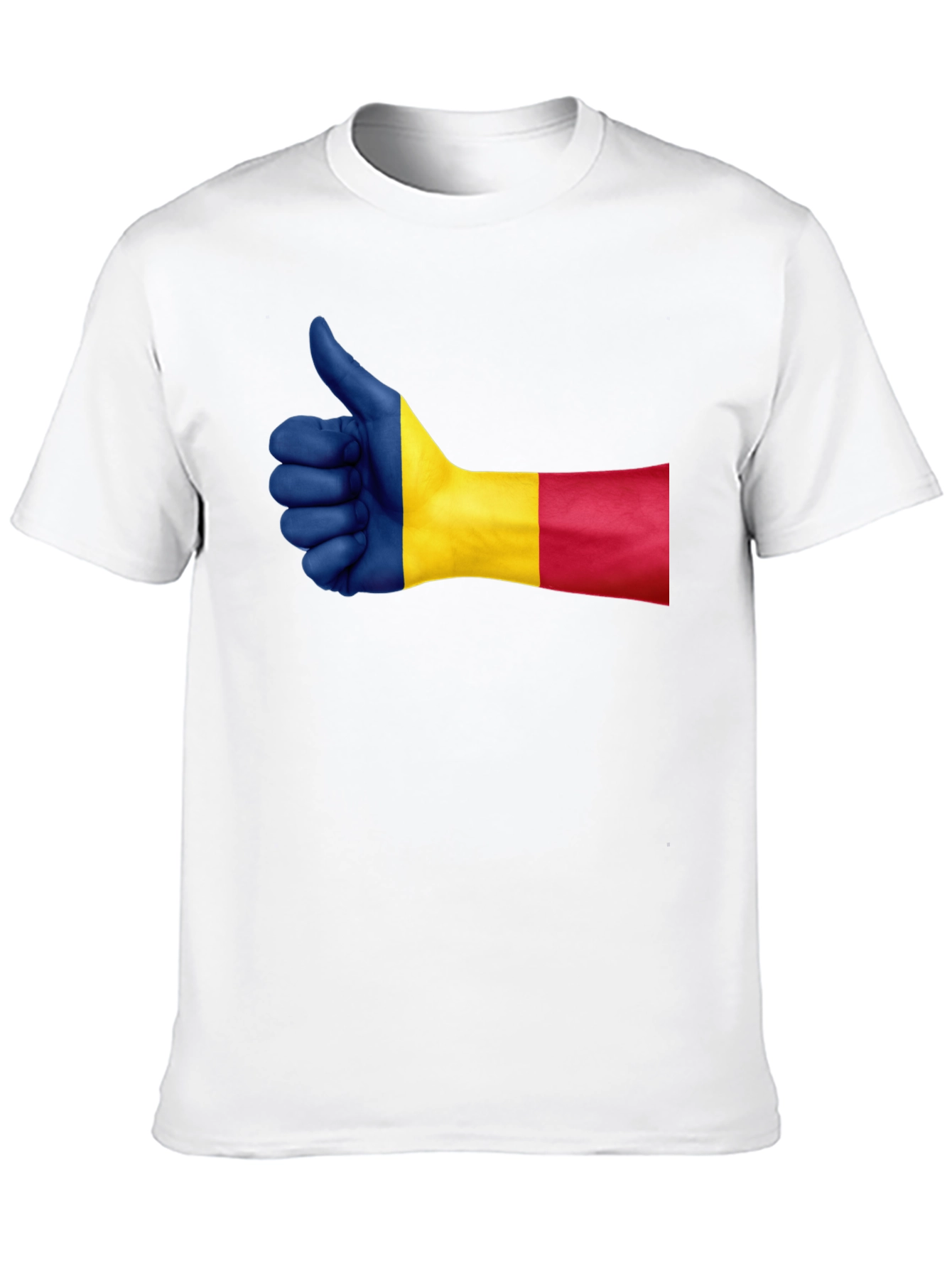 Romania Flag Thumbs Up Graphic Tee - Black