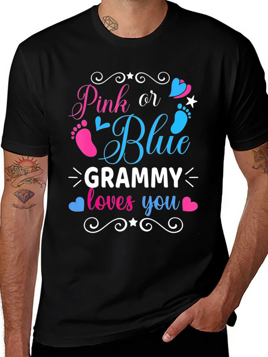 Pink or Blue Grammy Loves You Gender Reveal T-Shirt