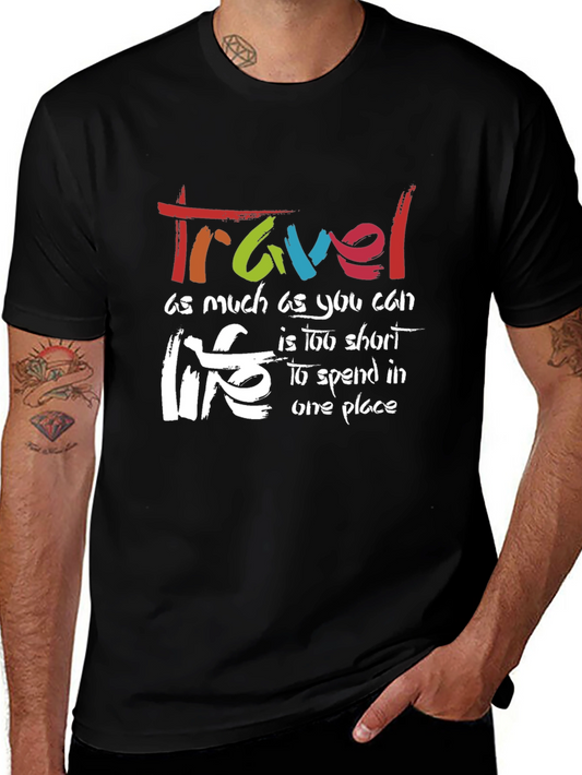 Travel Life Black Graphic T-Shirt