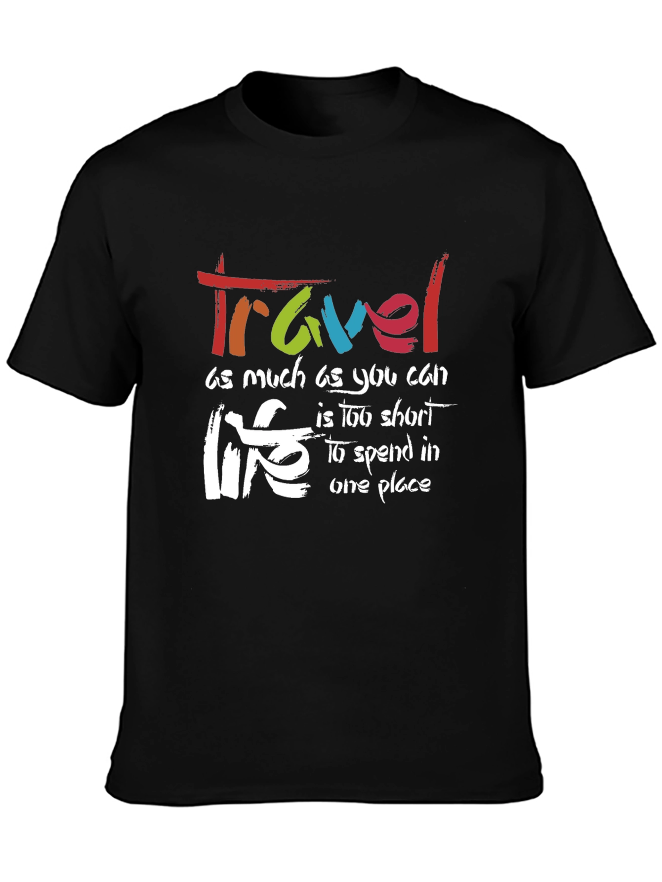 Travel Life Black Graphic T-Shirt