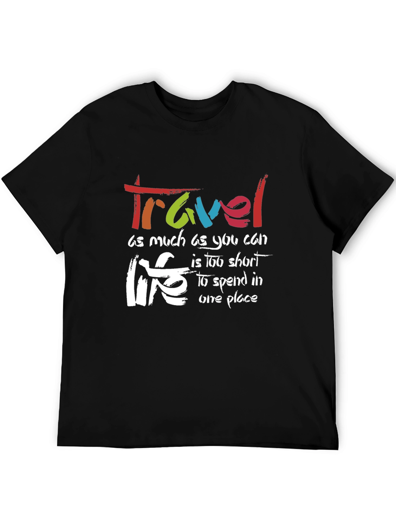 Travel Life Black Graphic T-Shirt